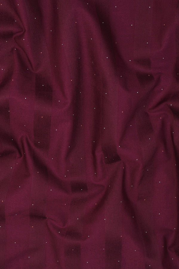 Wine red with dot printed awning stripe shirt