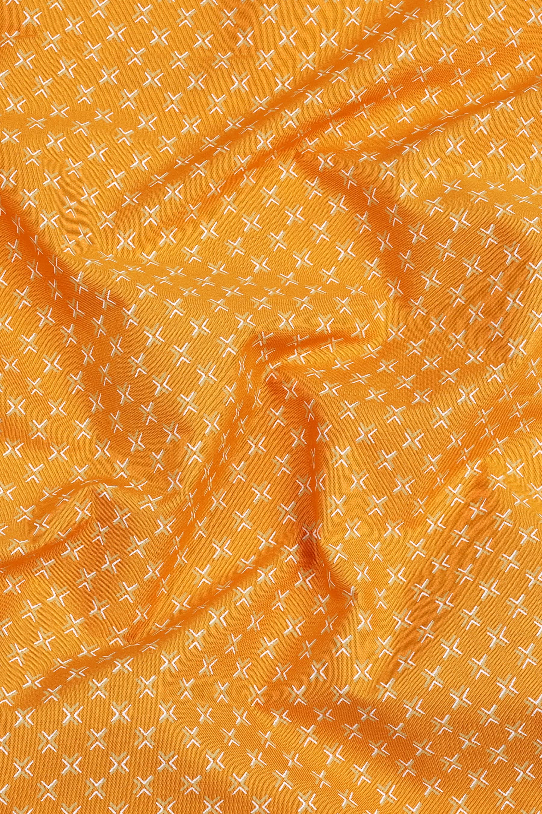Butterscotch yellow with v mark printed cotton shirt