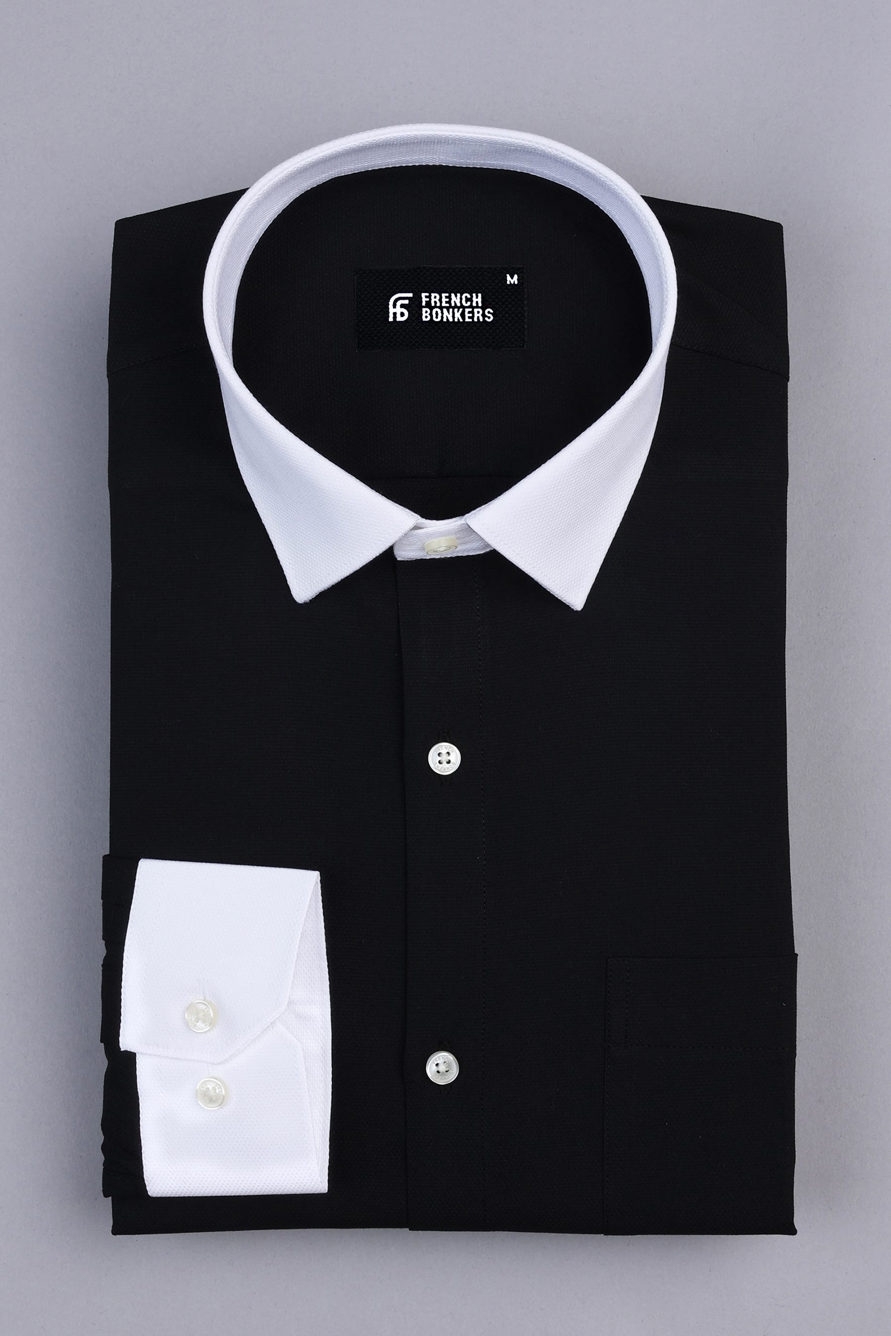 Oil black dobby texture cotton shirt
