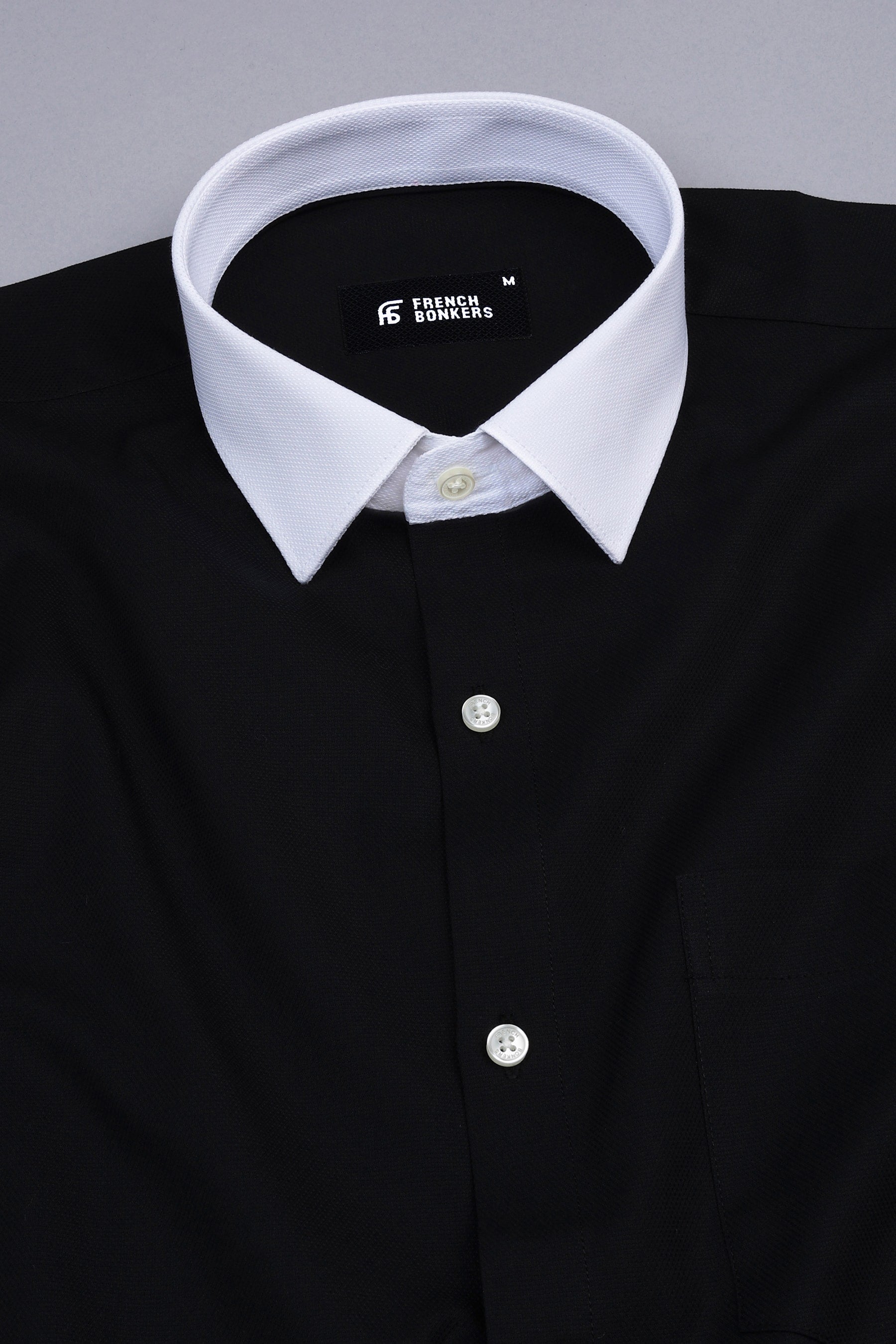 Oil black dobby texture cotton shirt