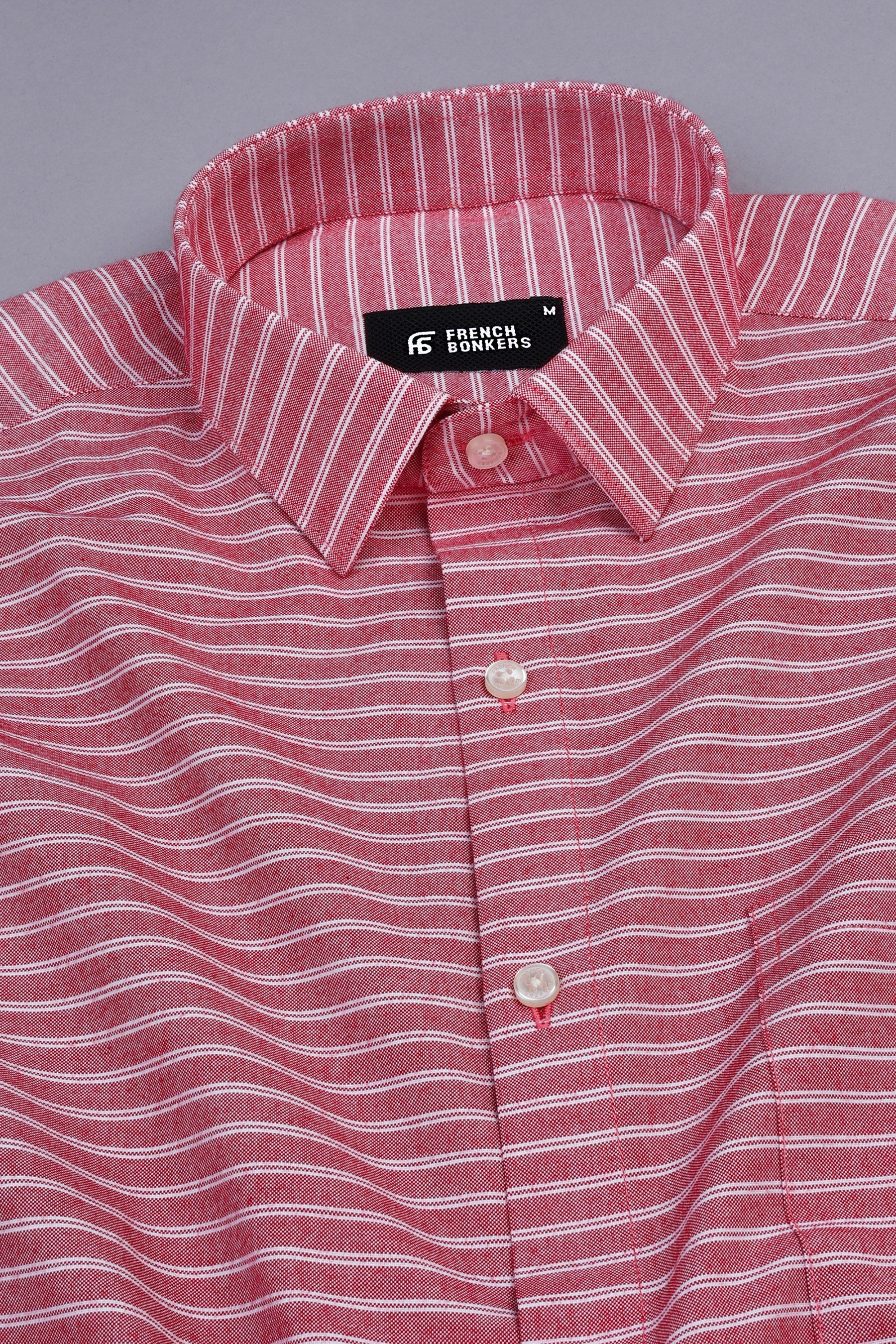 Cardinal red with white double line regency stripe shirt