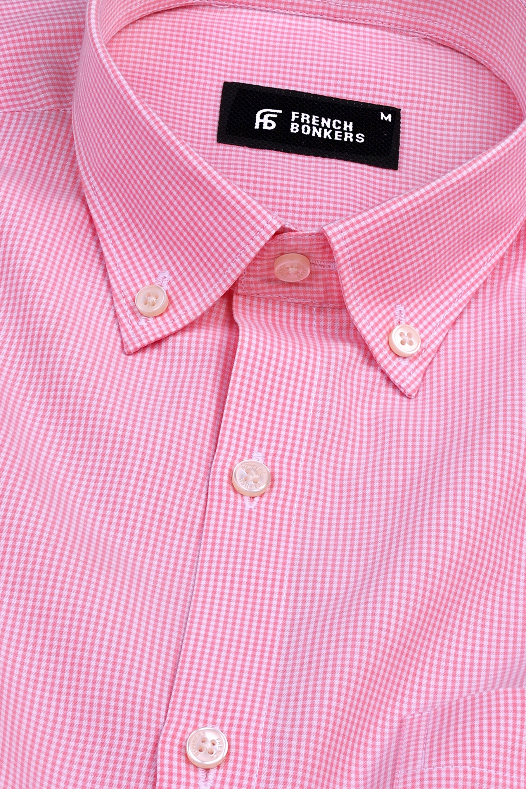 Watermalon pink with white mini micro check shirt