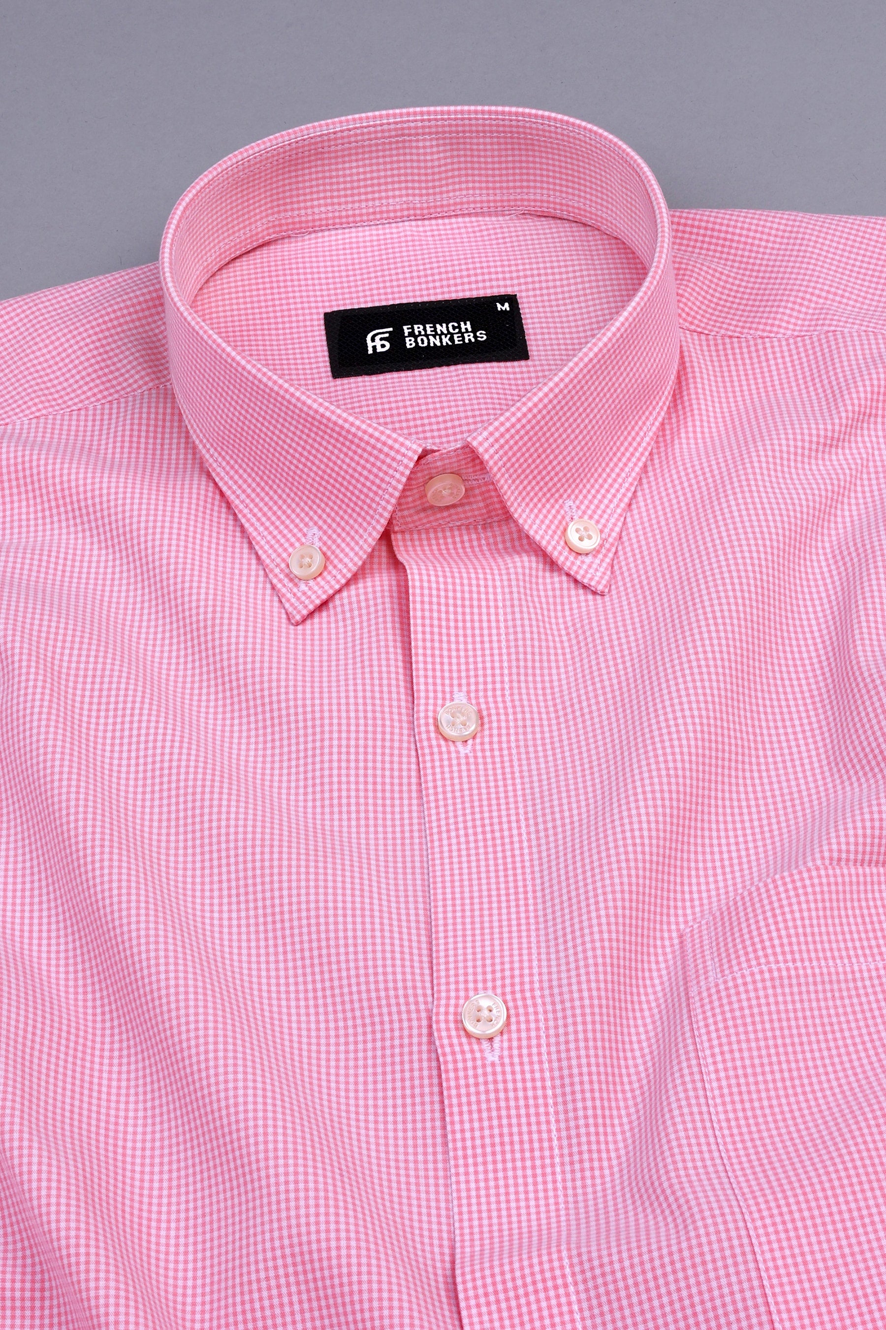 Watermalon pink with white mini micro check shirt