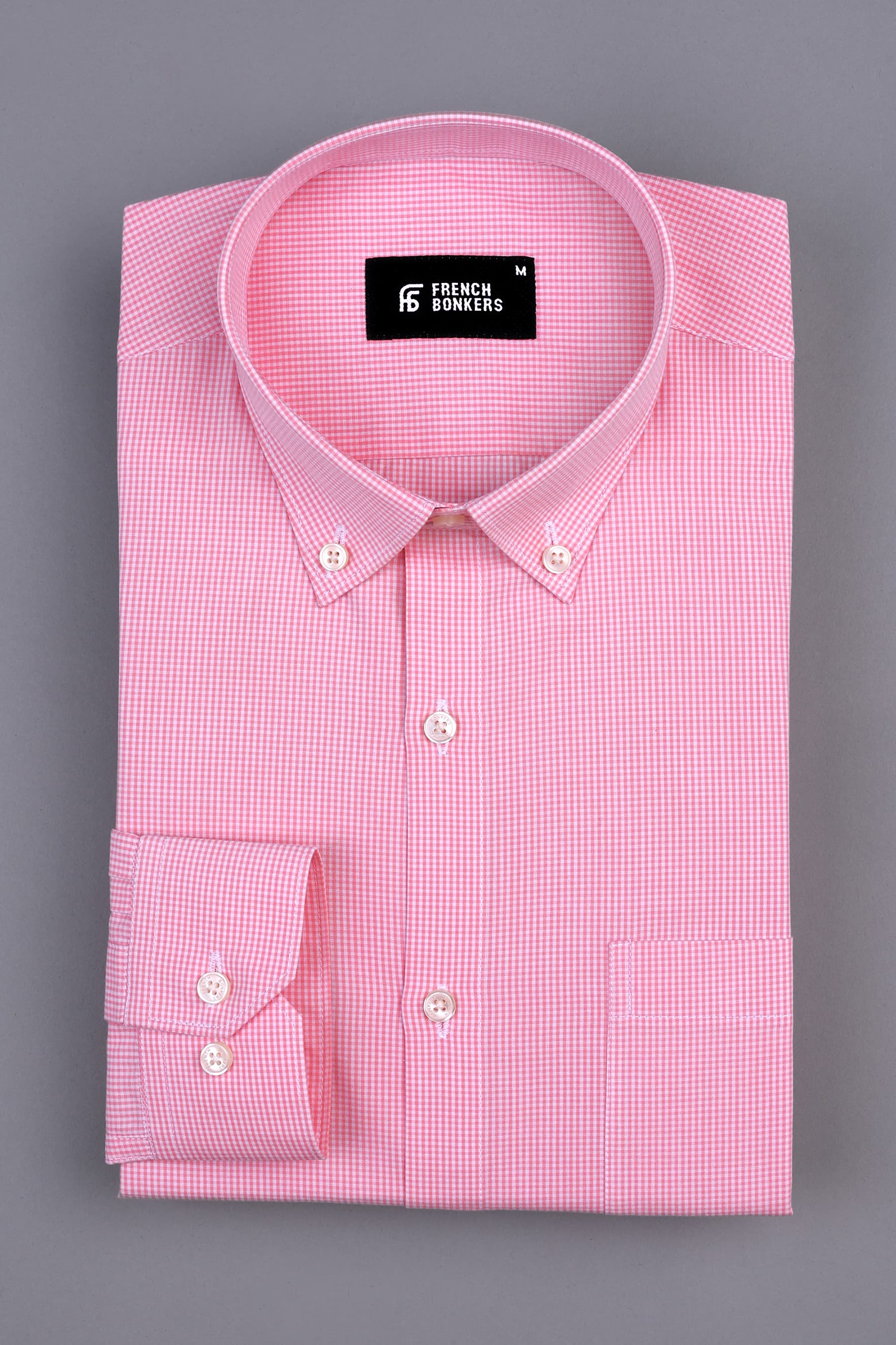 Watermalon pink with white mini micro check shirt