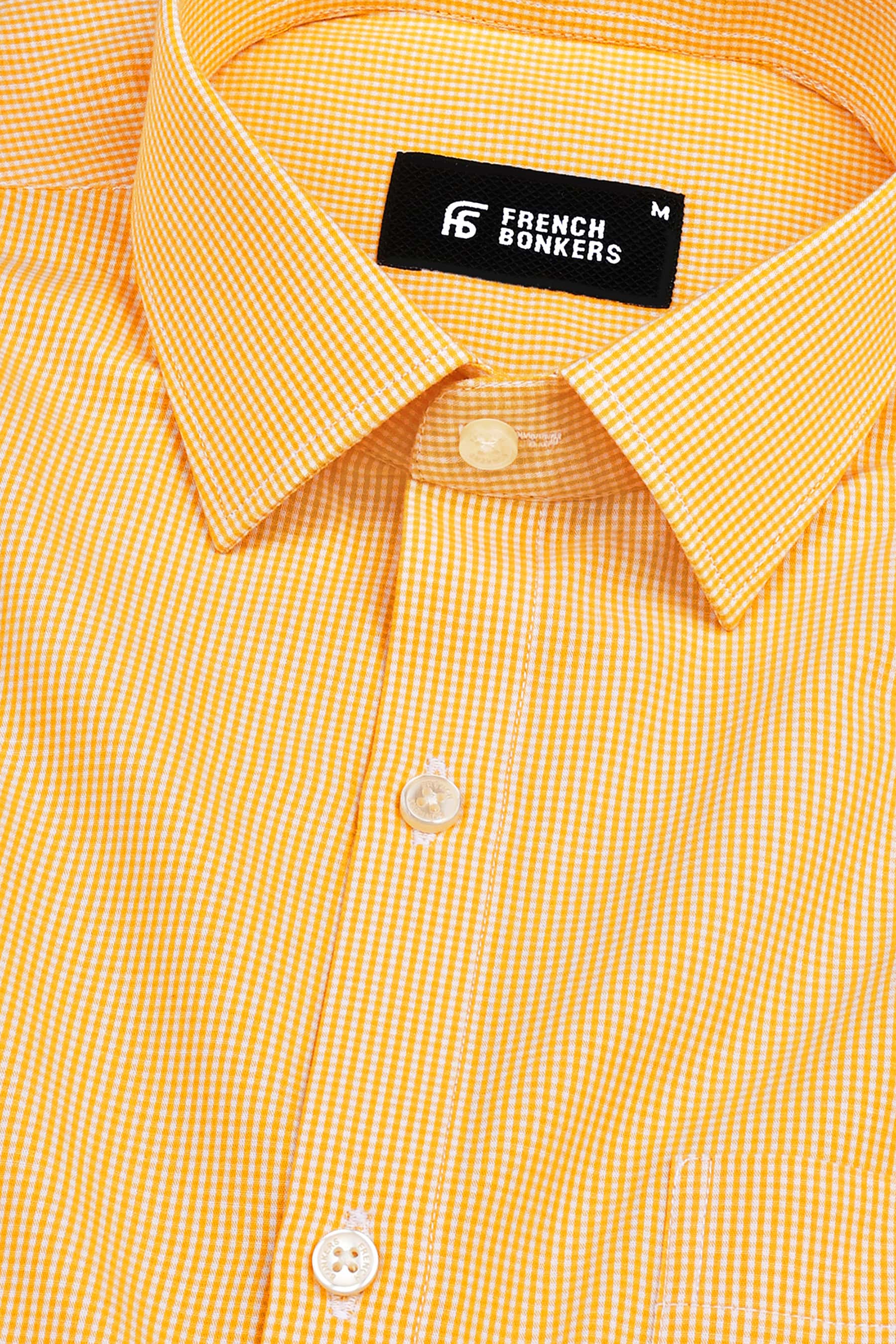 Royal yellow with white mini micro check shirt