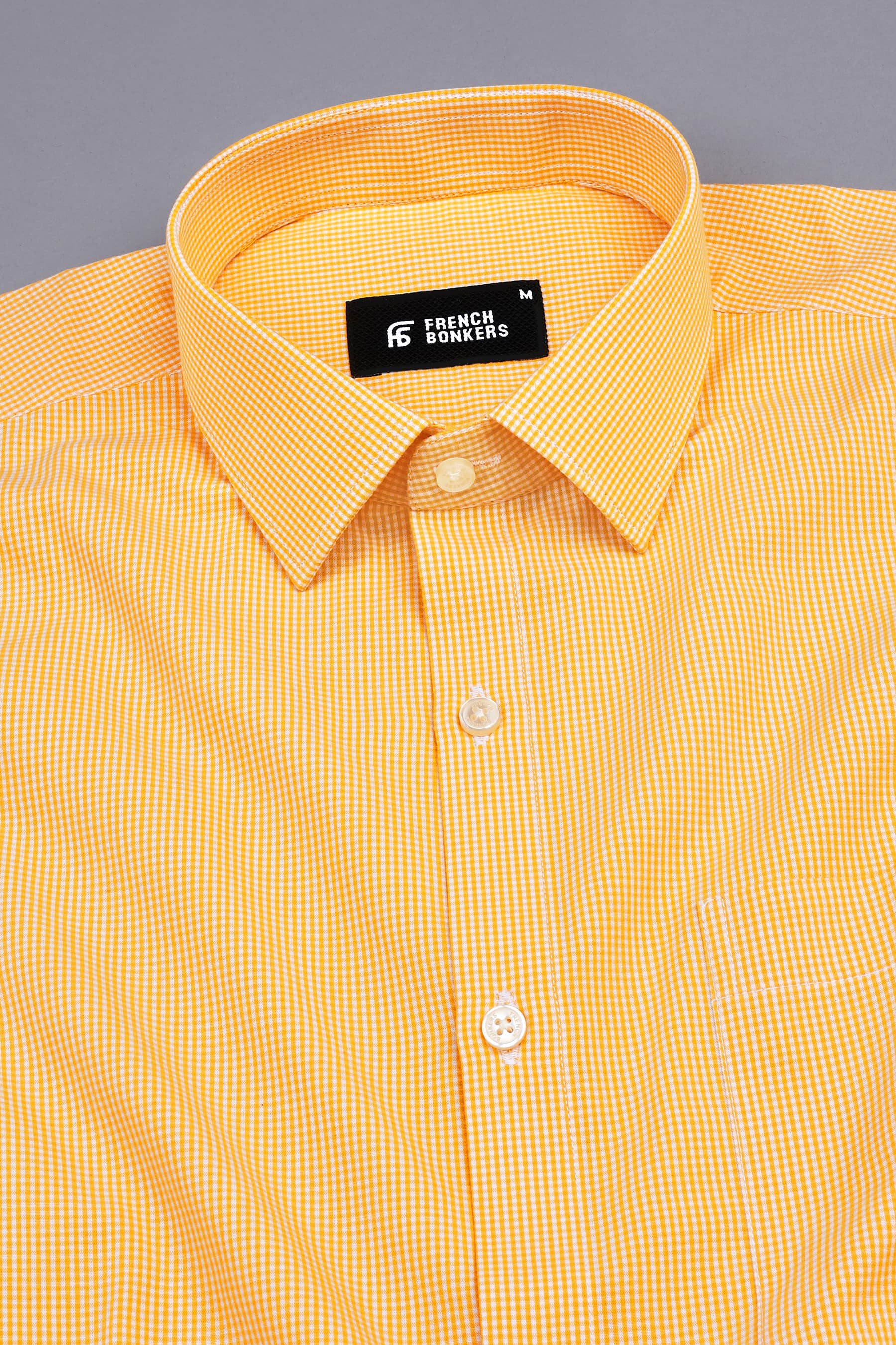 Royal yellow with white mini micro check shirt