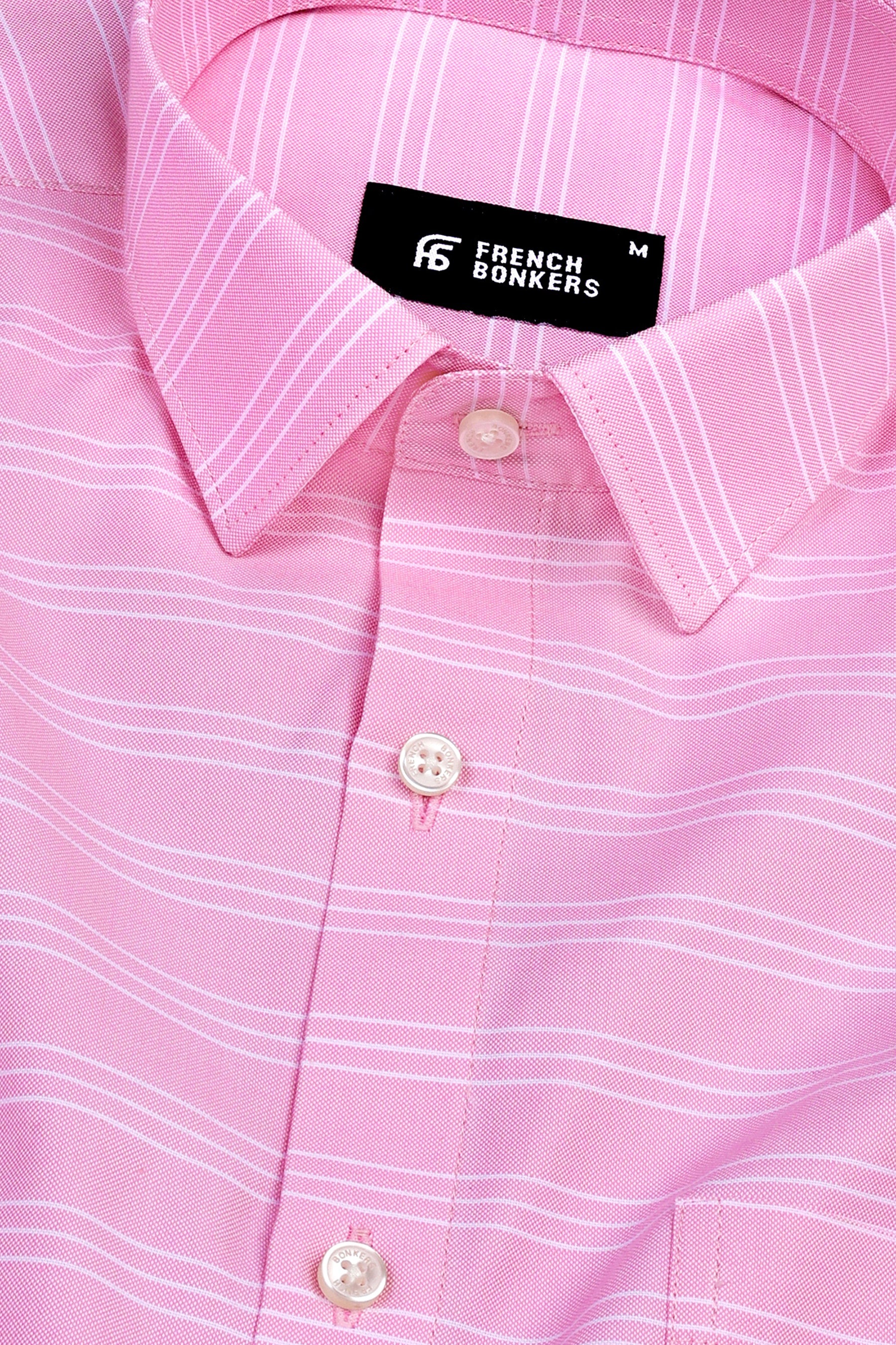 Shampoo pink with white triple line aradonis stripe shirt