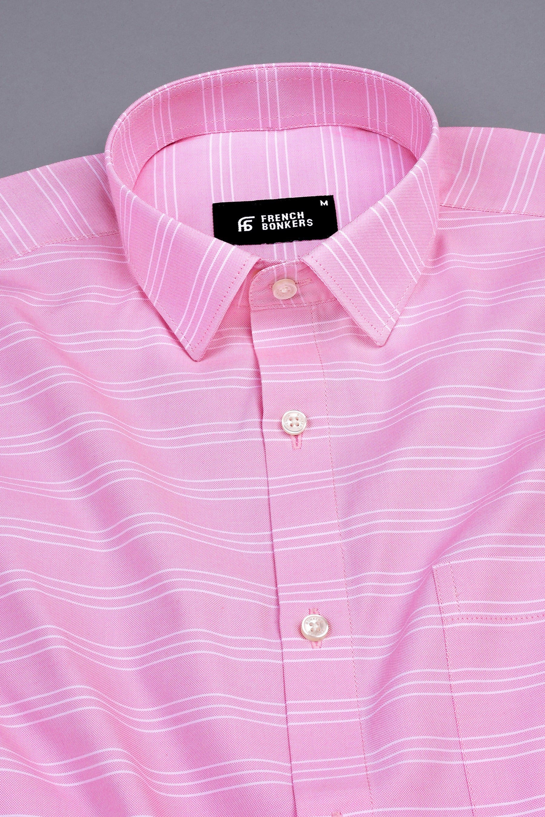 Shampoo pink with white triple line aradonis stripe shirt