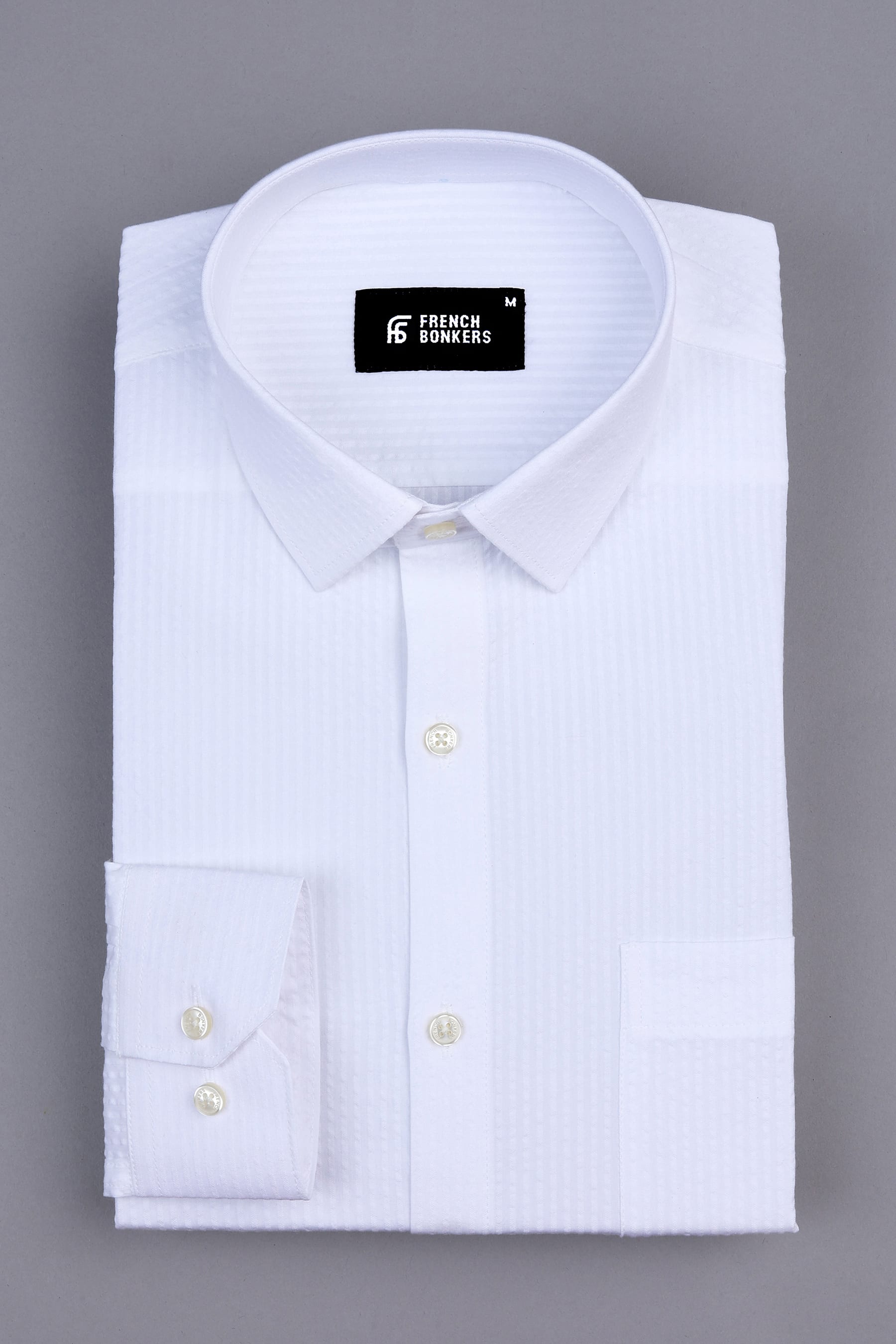 Seashall white seersucker pin stripe cotton shirt