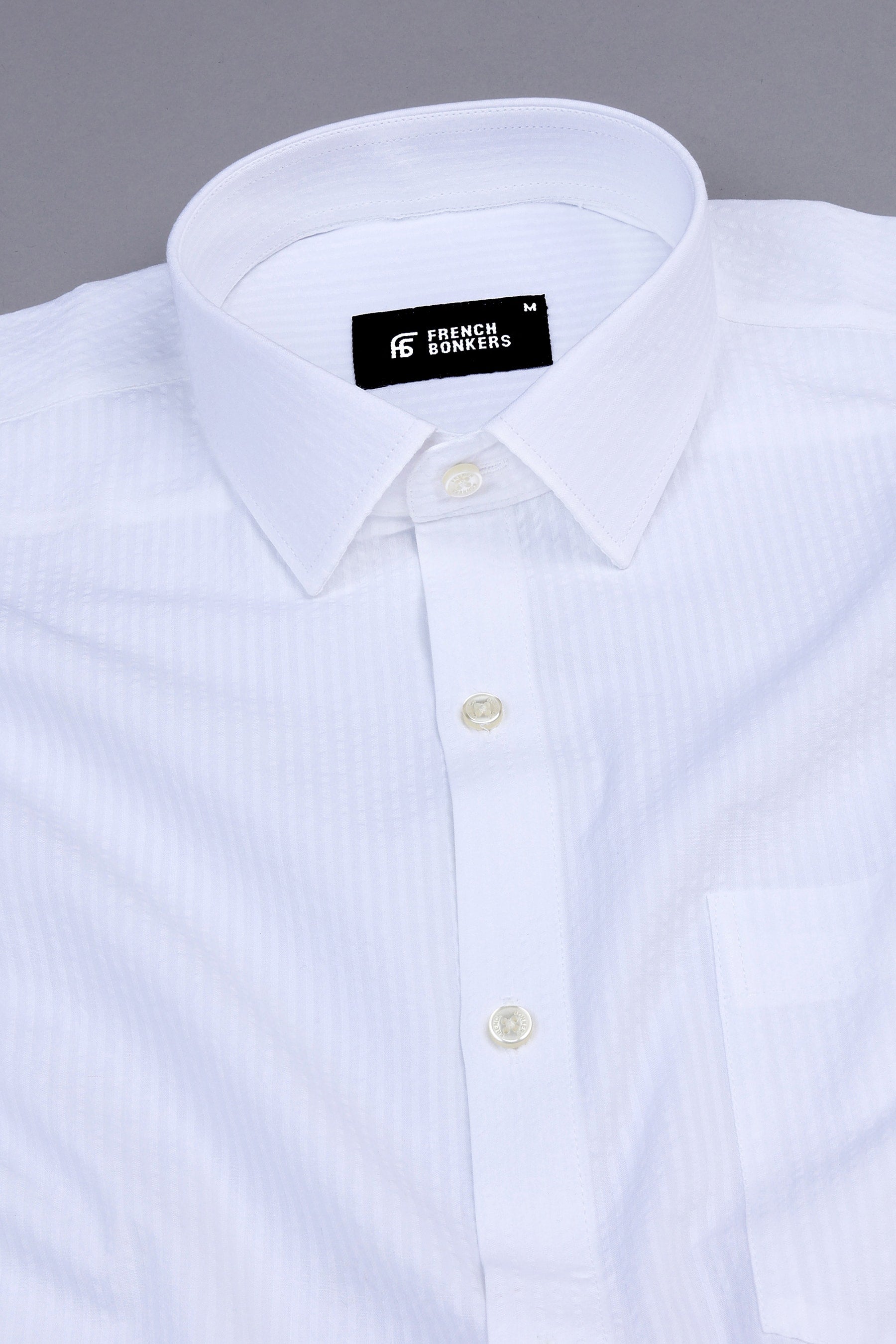 Seashall white seersucker pin stripe cotton shirt