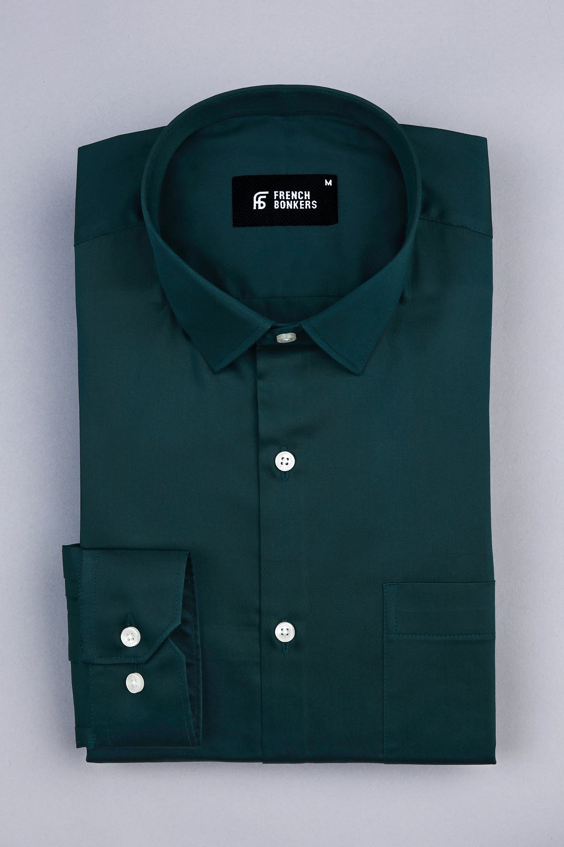 Castleton green cotton satin shirt