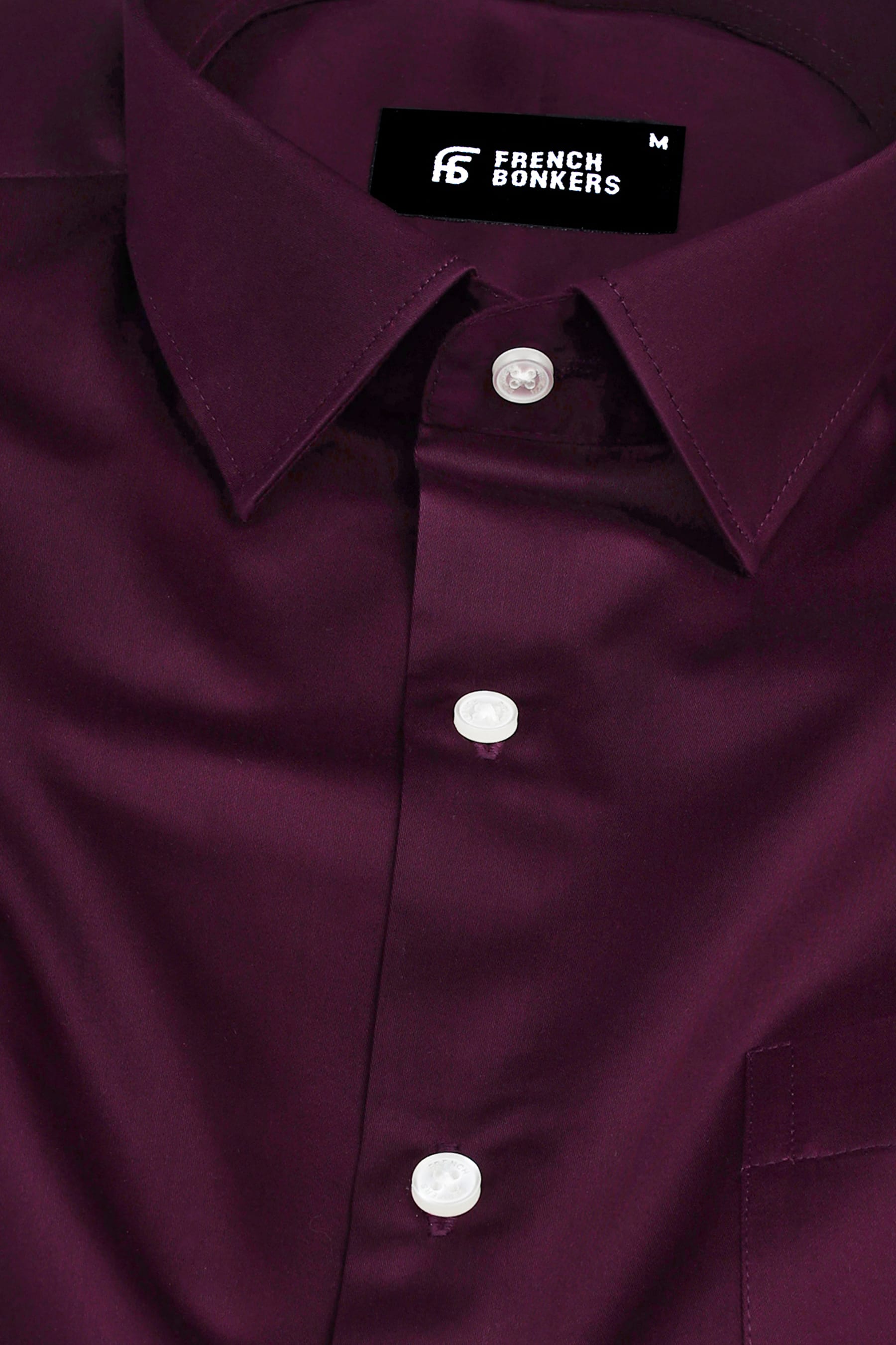 Burgundy red cotton satin shirt