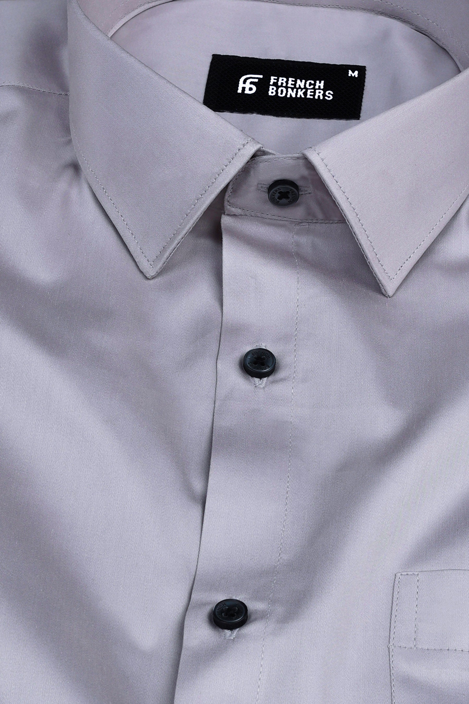 Silver grey cotton satin shirt
