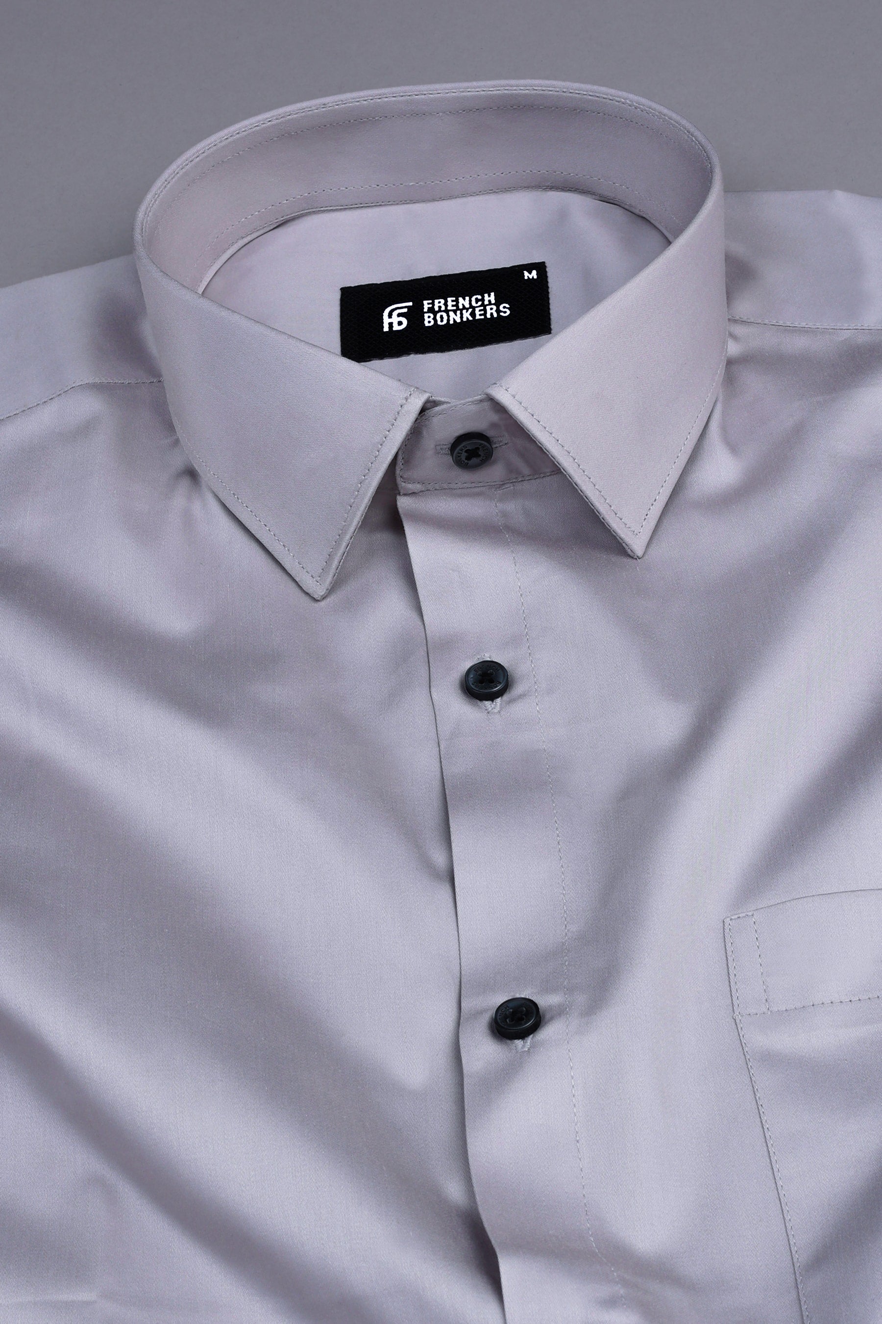 Silver grey cotton satin shirt