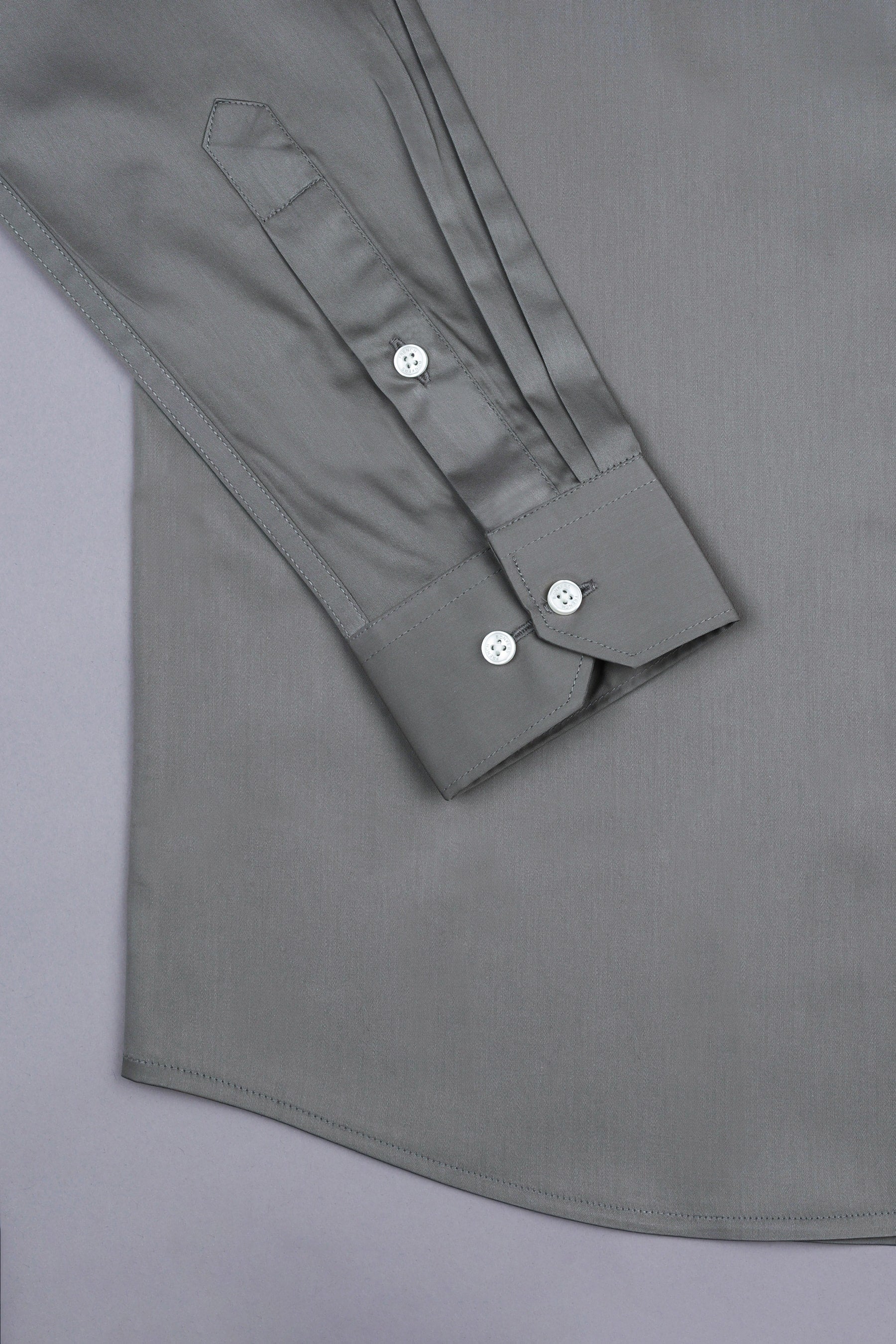 Platinum grey cotton satin shirt