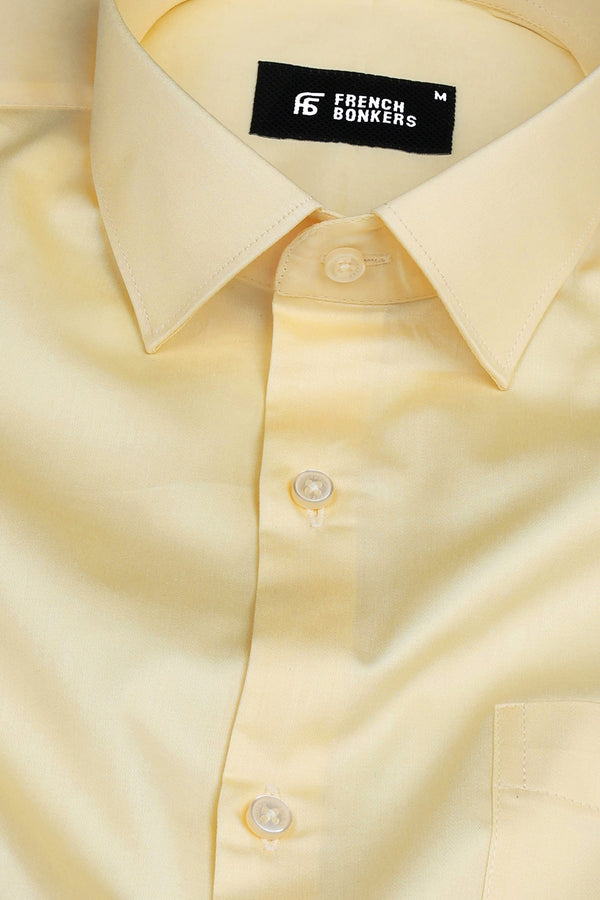 Canary yellow cotton satin shirt
