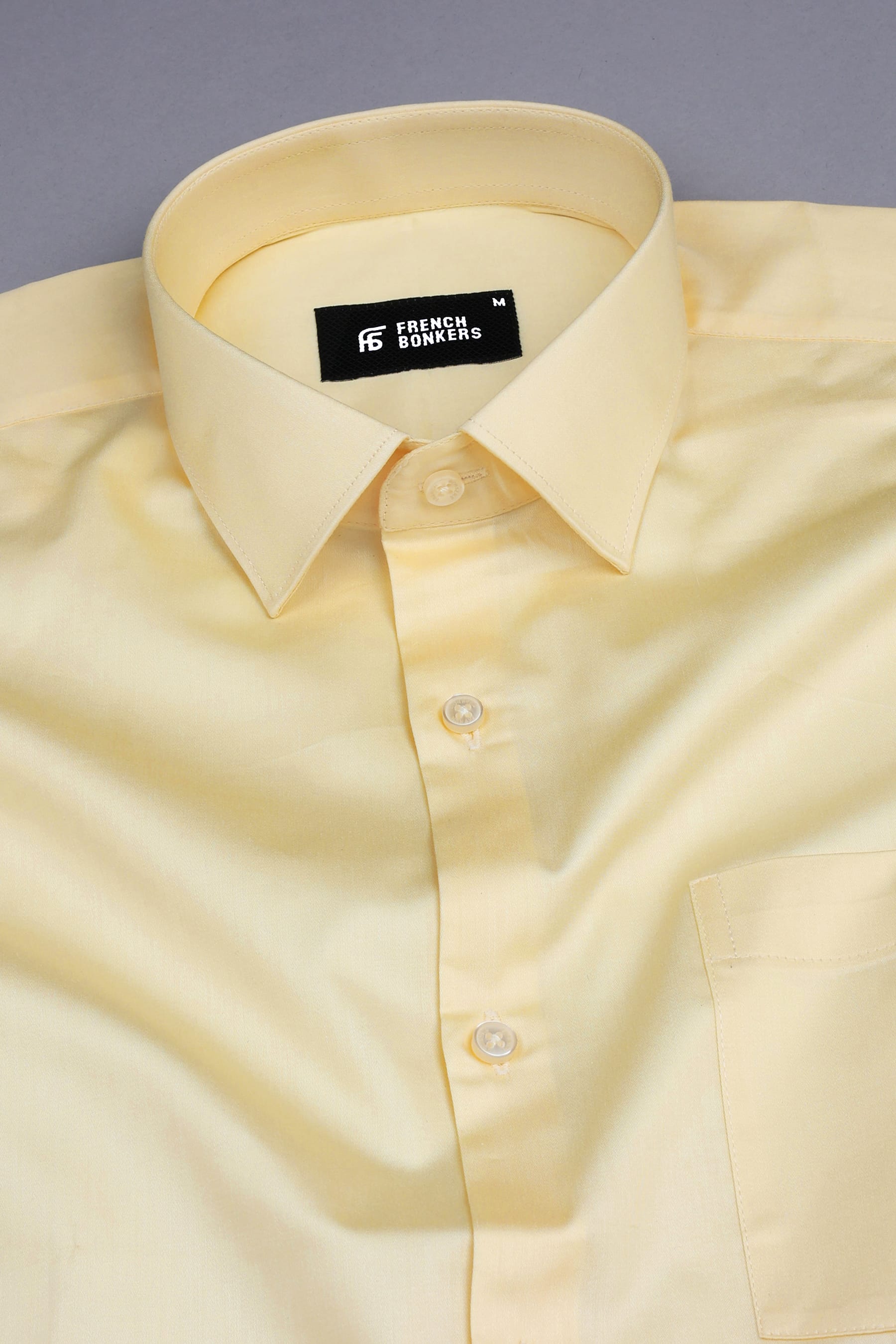 Canary yellow cotton satin shirt