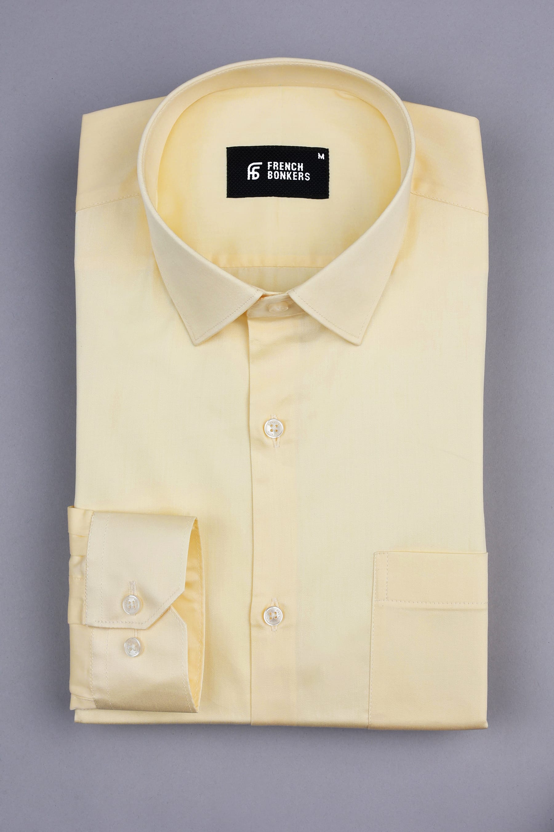 Canary yellow cotton satin shirt