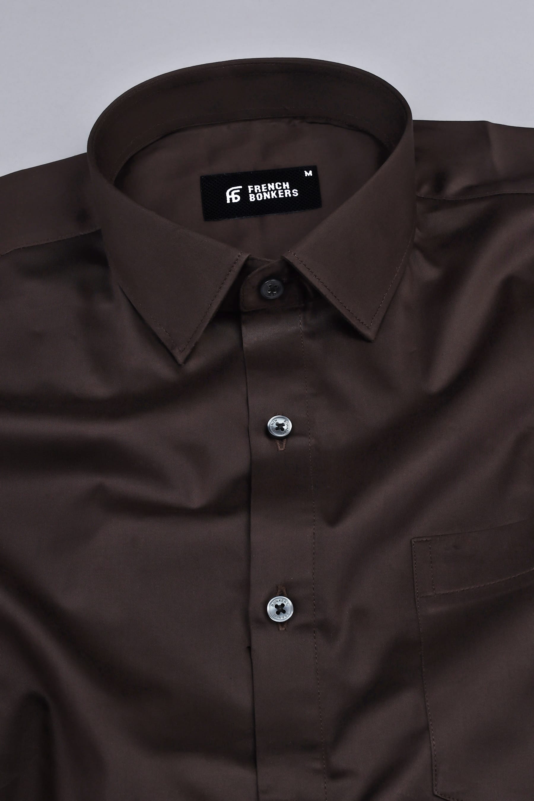 Saddle brown cotton satin shirt