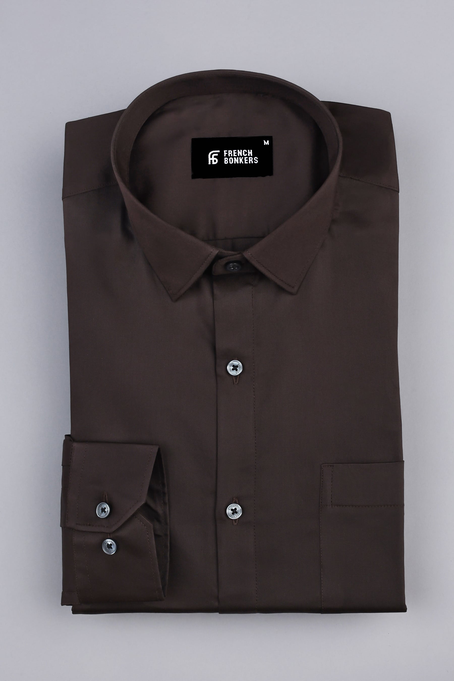 Saddle brown cotton satin shirt
