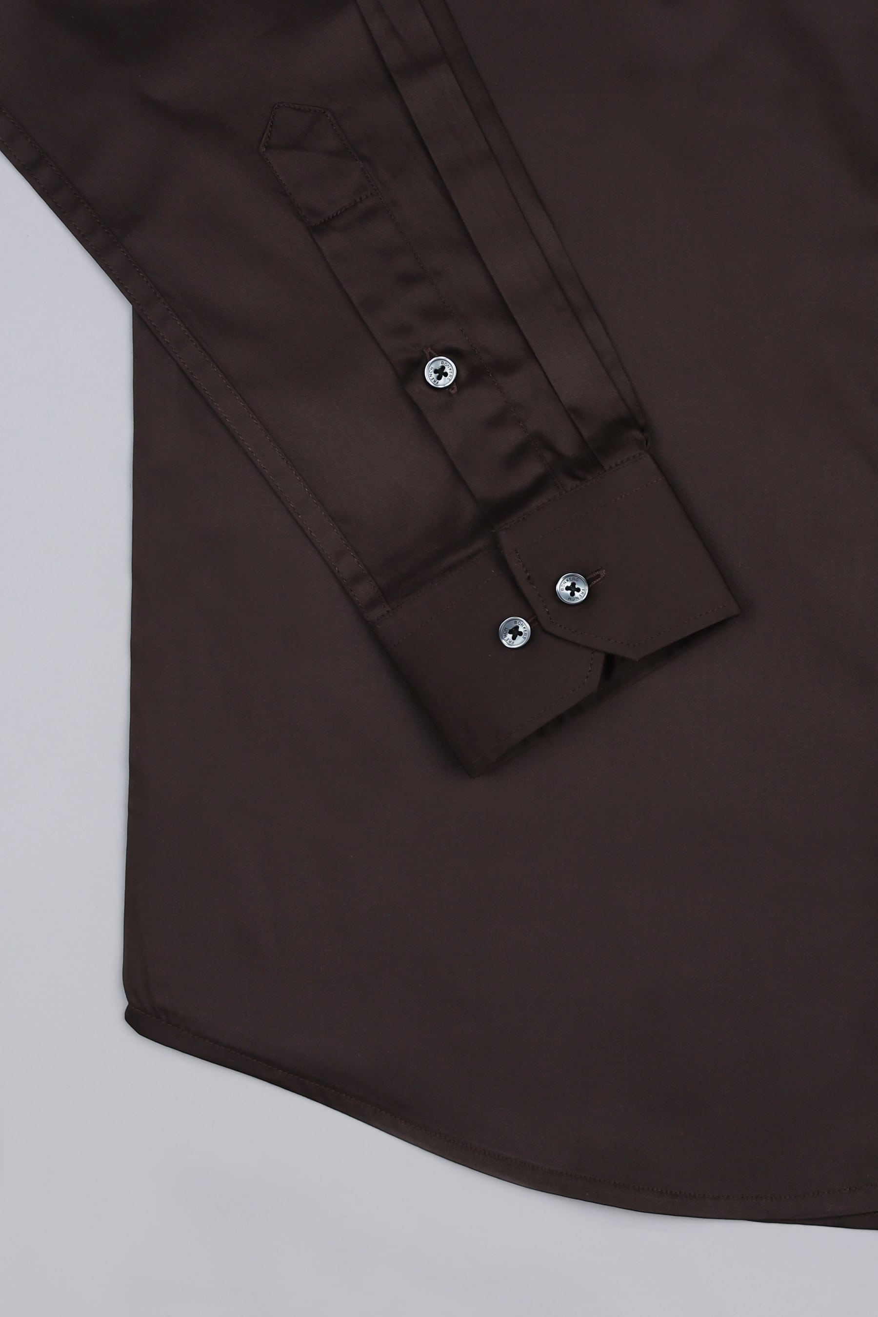 Saddle brown cotton satin shirt
