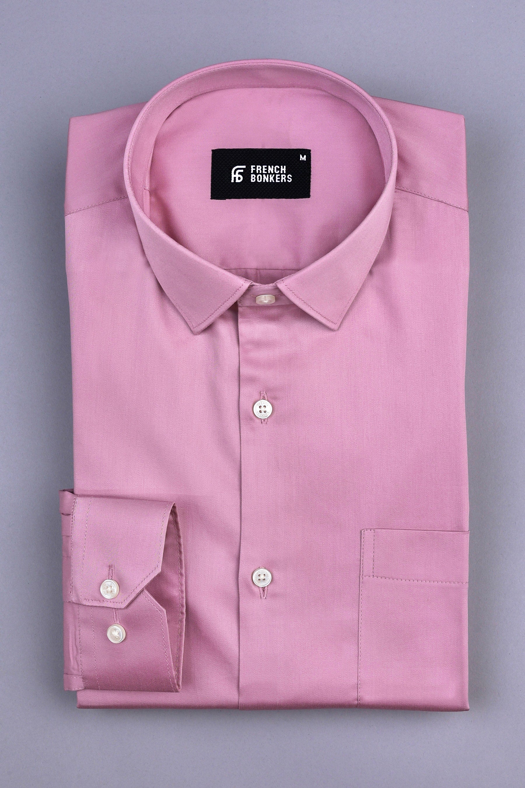 Tea rose pink cotton satin shirt