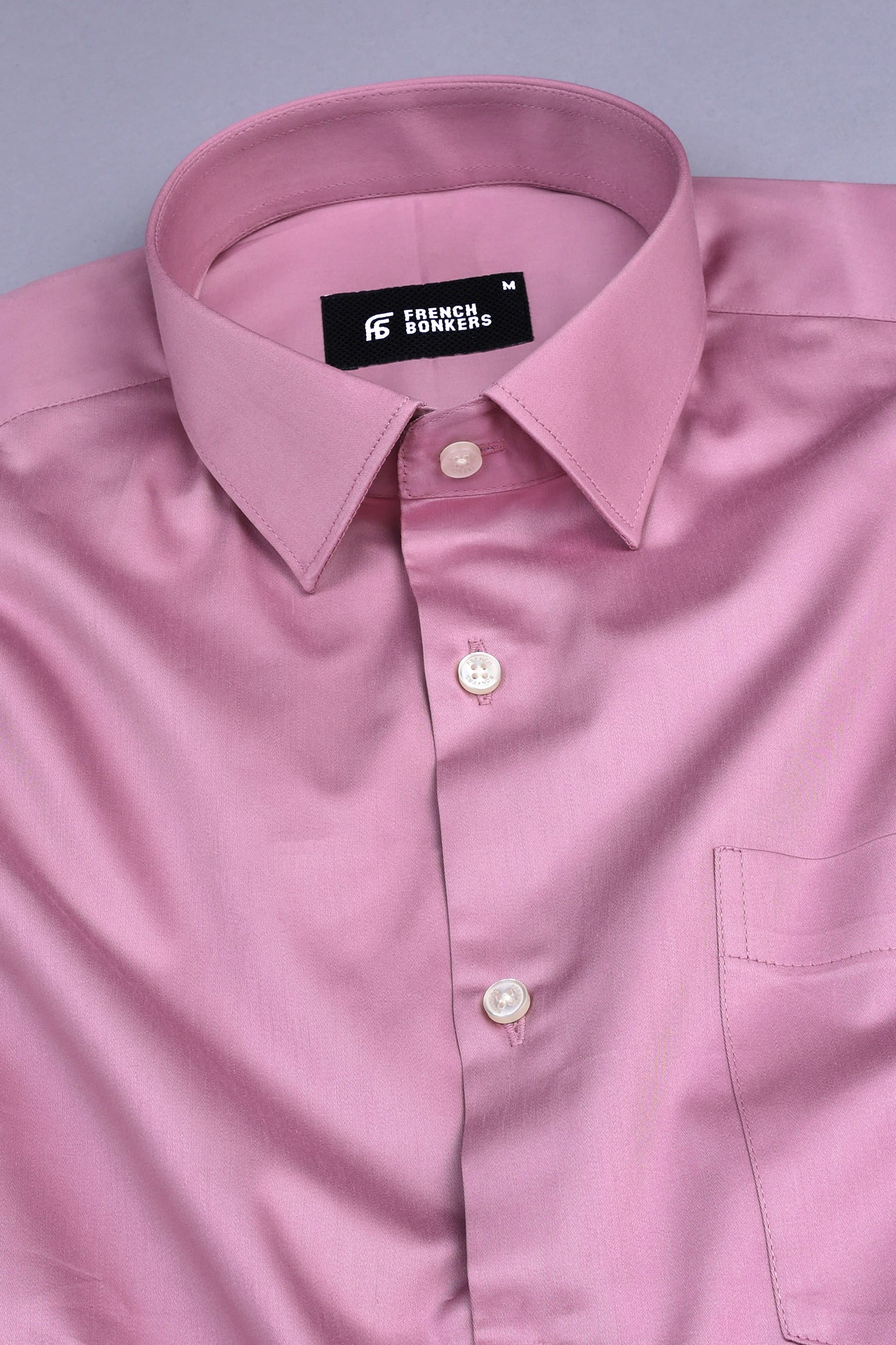 Tea rose pink cotton satin shirt