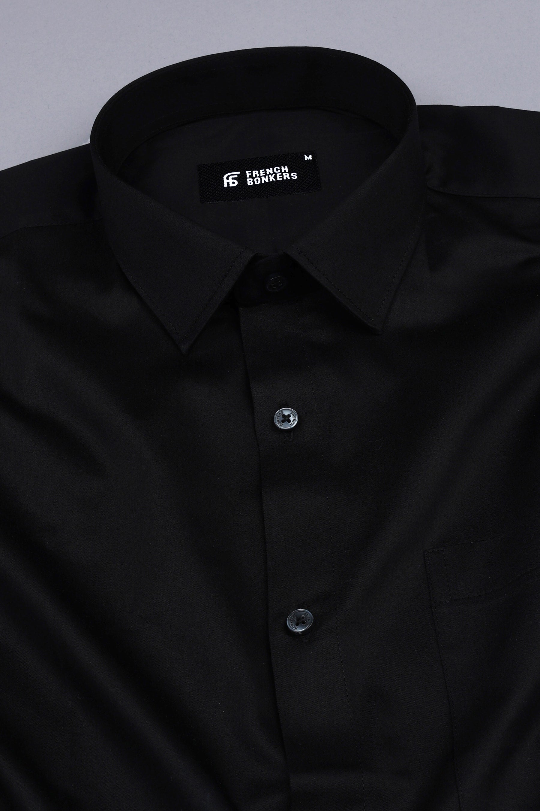 Coal black cotton satin shirt