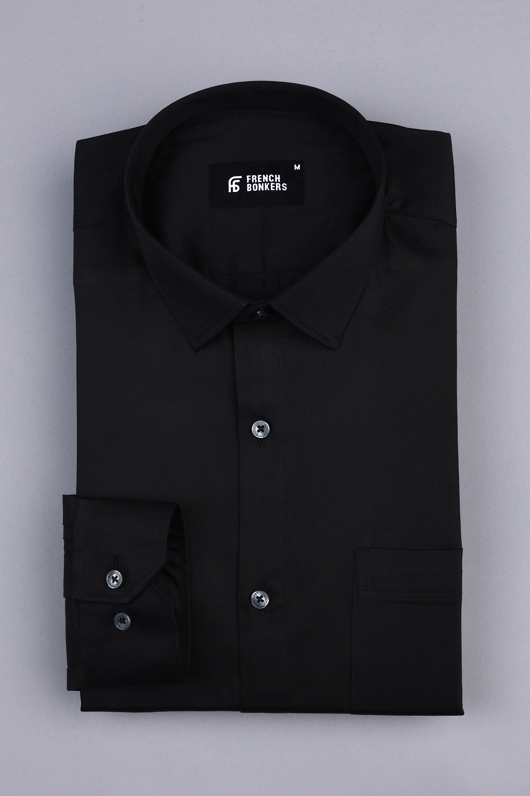 Coal black cotton satin shirt