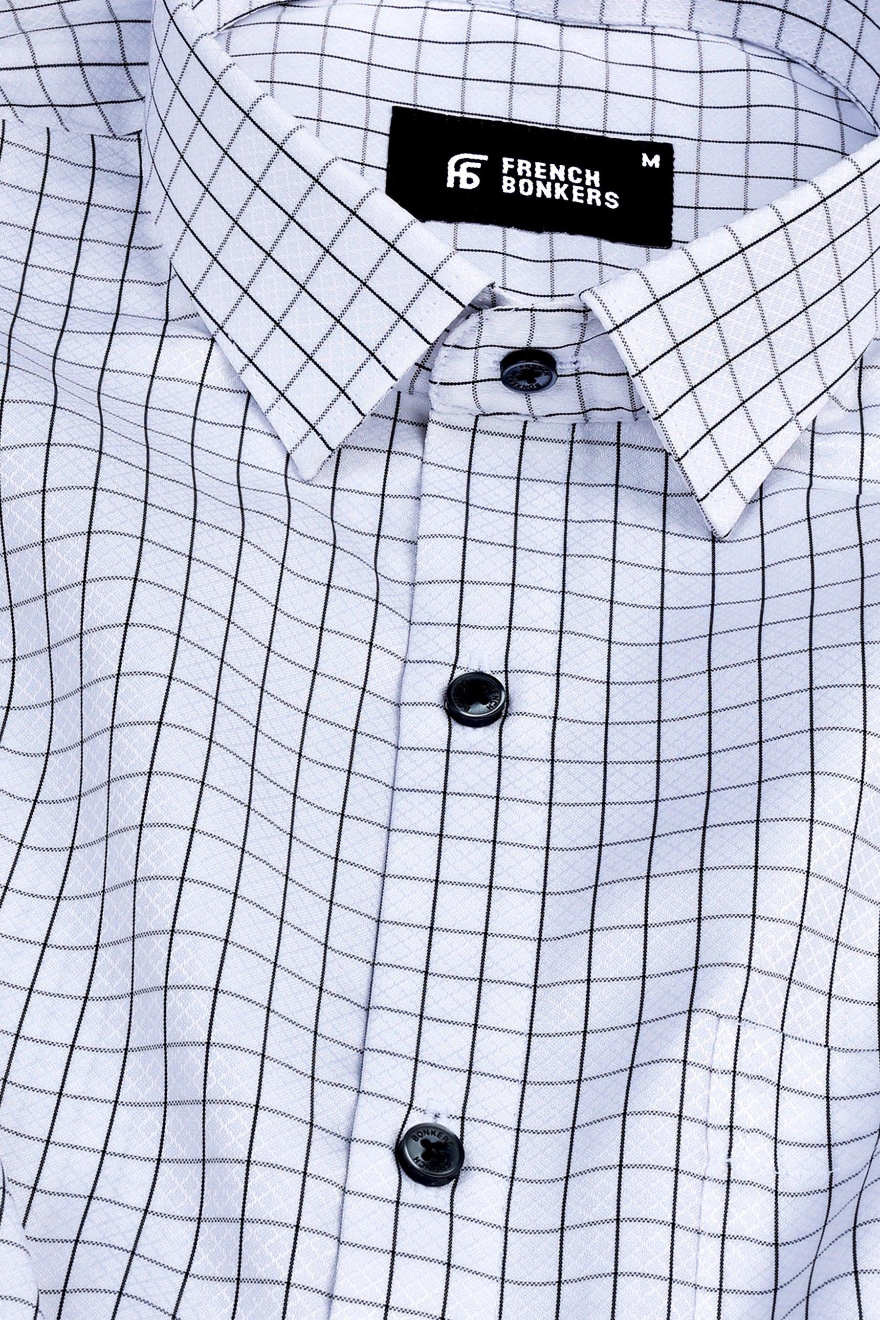 White with black graph check shirt