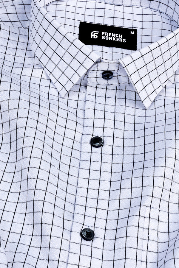 White with black graph check shirt