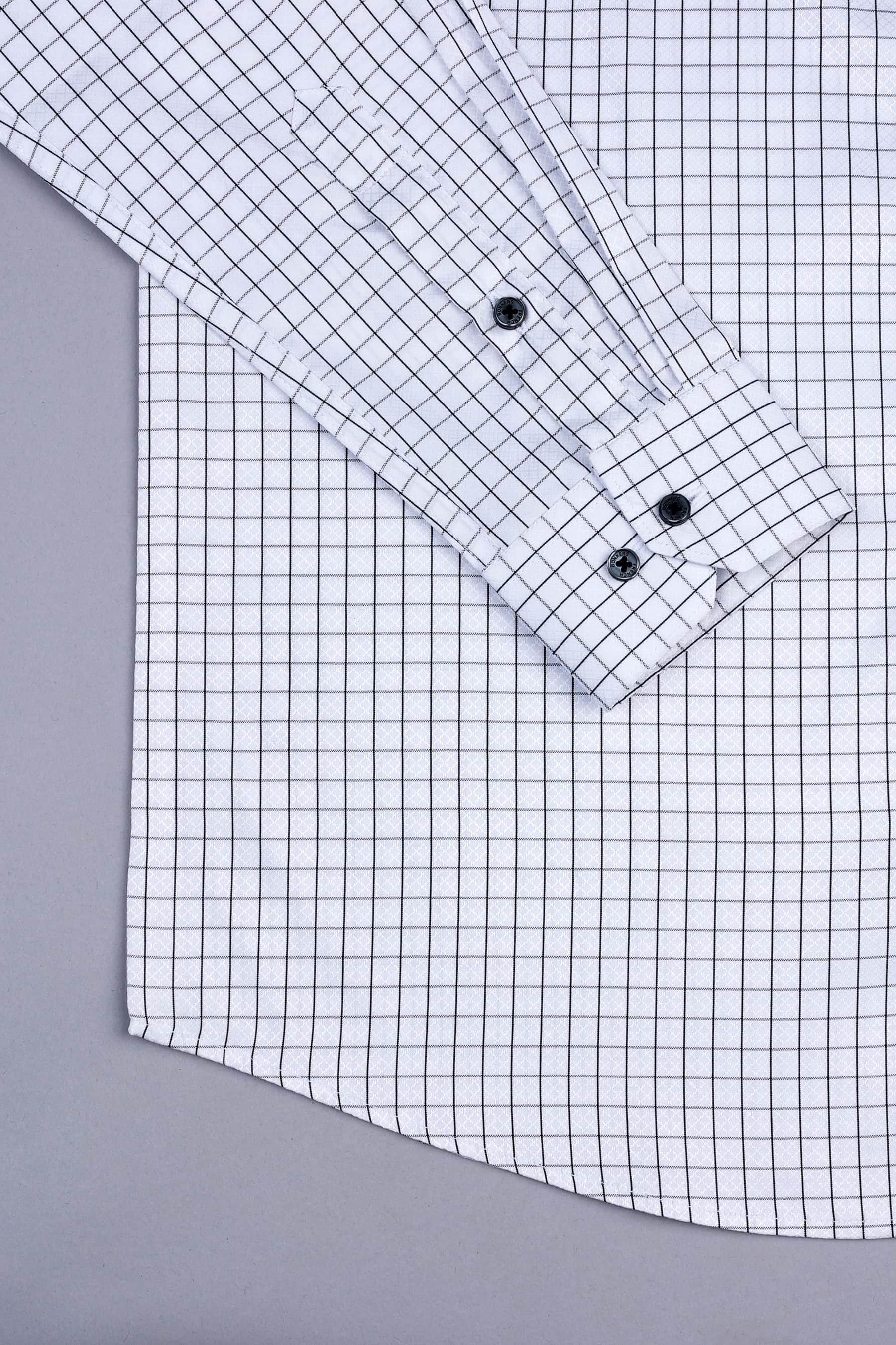 White with black graph check shirt