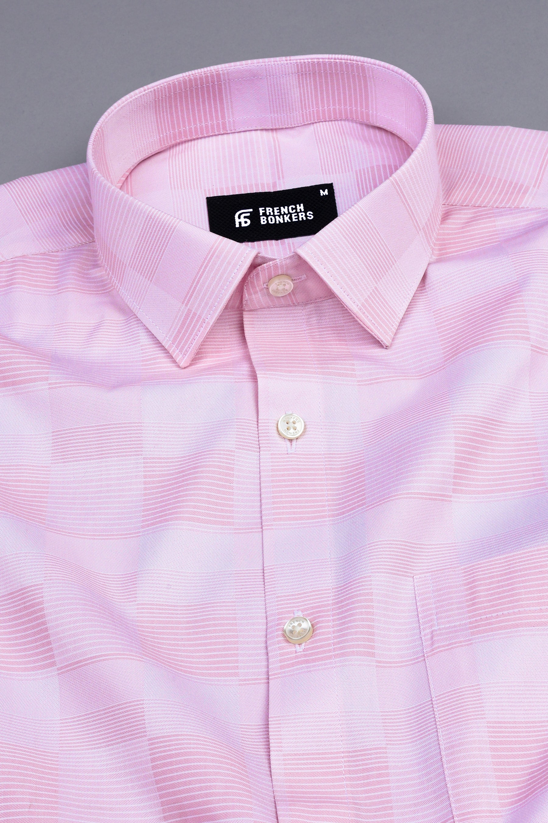 Light pink with white line check shirt