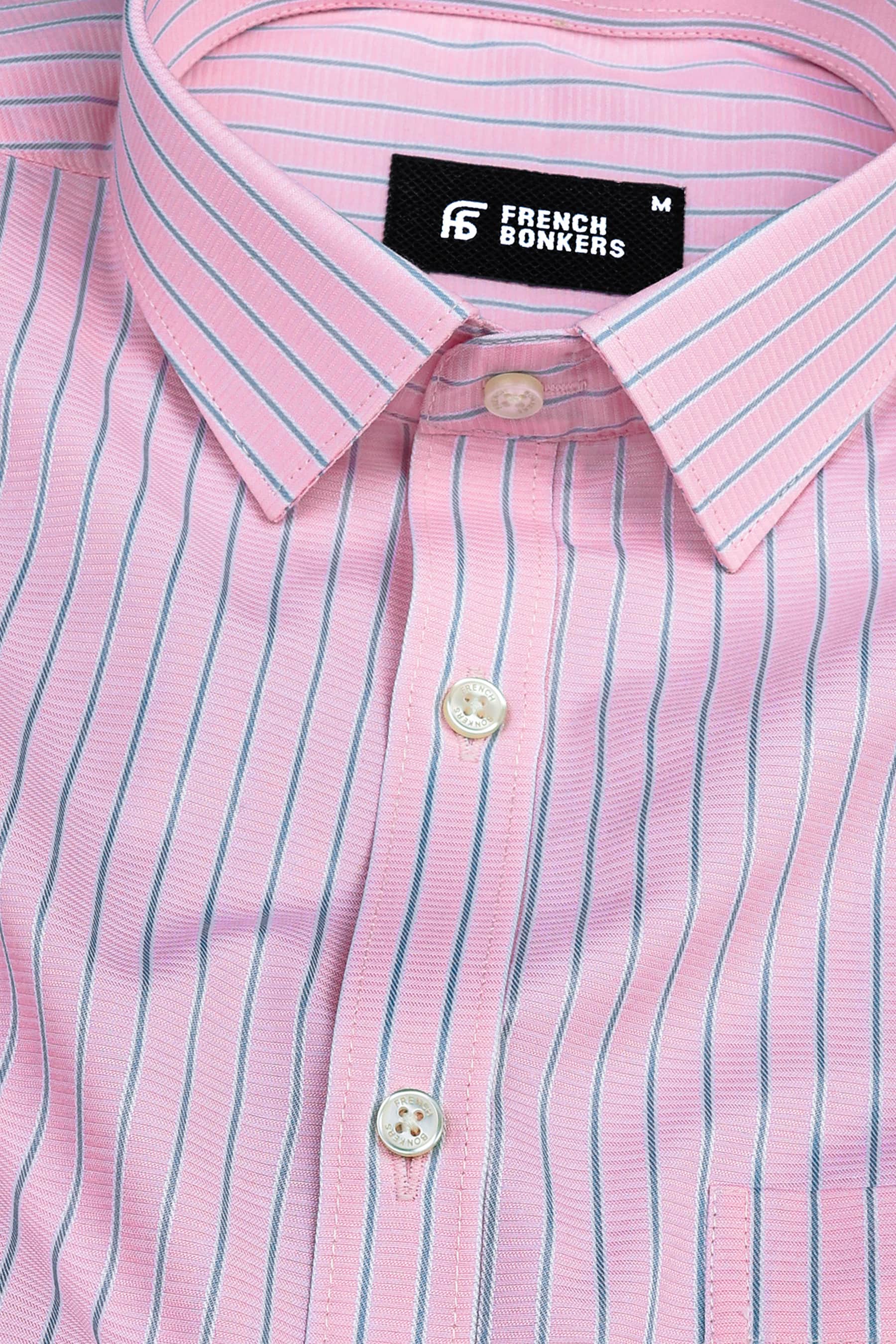 Pale pink with ash grey line  regency stripe shirt