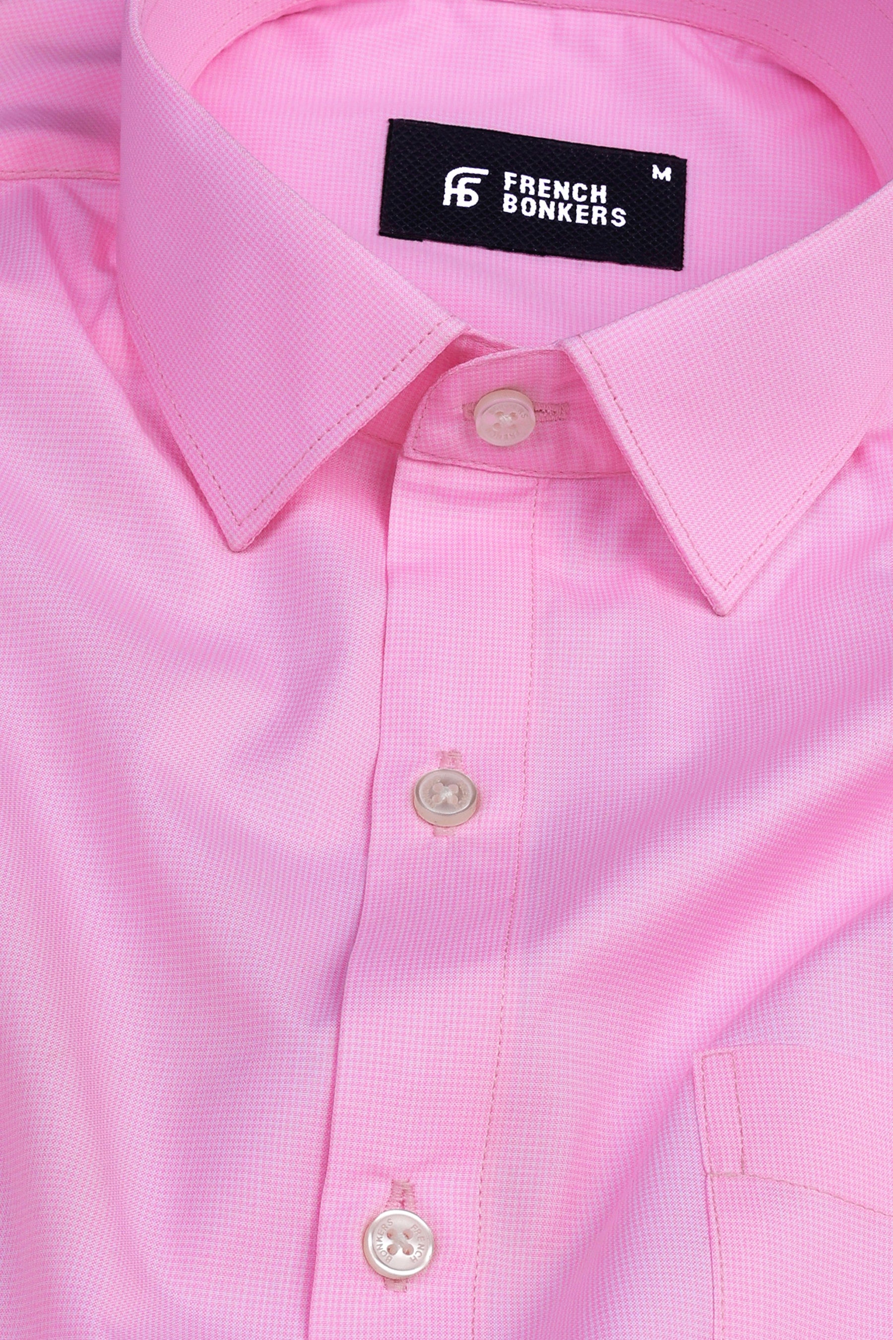 Lemonade pink micro houndstooth shirt