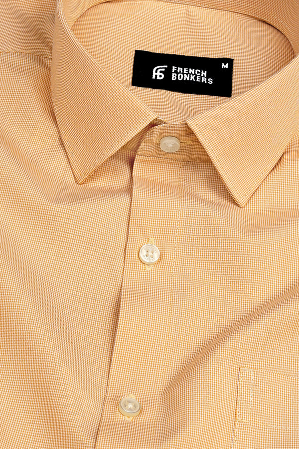 Mustered Yellow Micro Houndstooth Shirt
