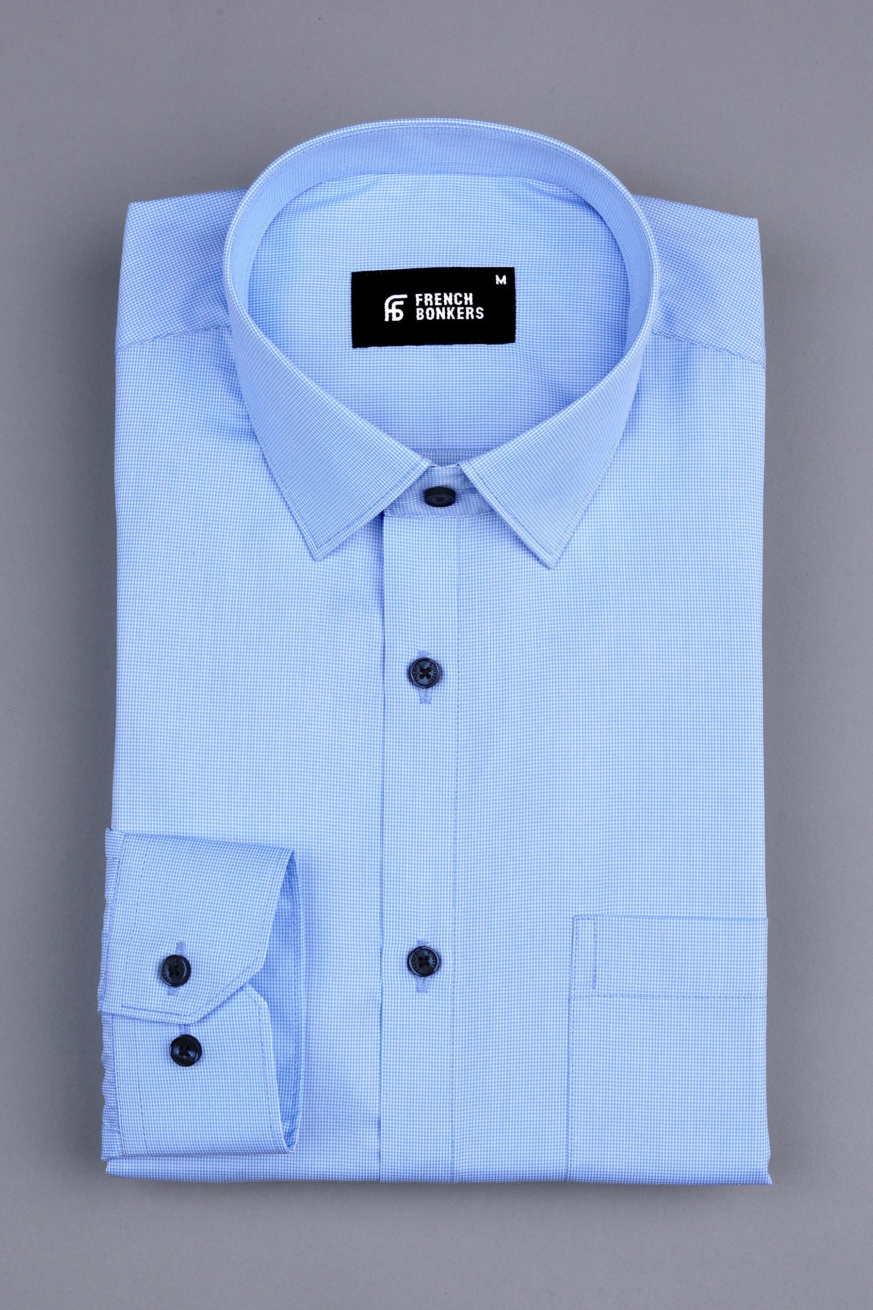 Royal blue micro houndstooth shirt