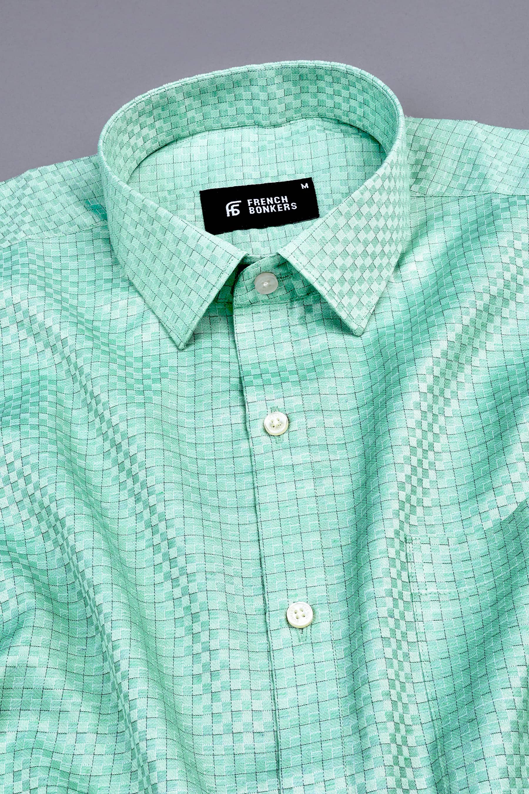 Fern green with light black line check shirt