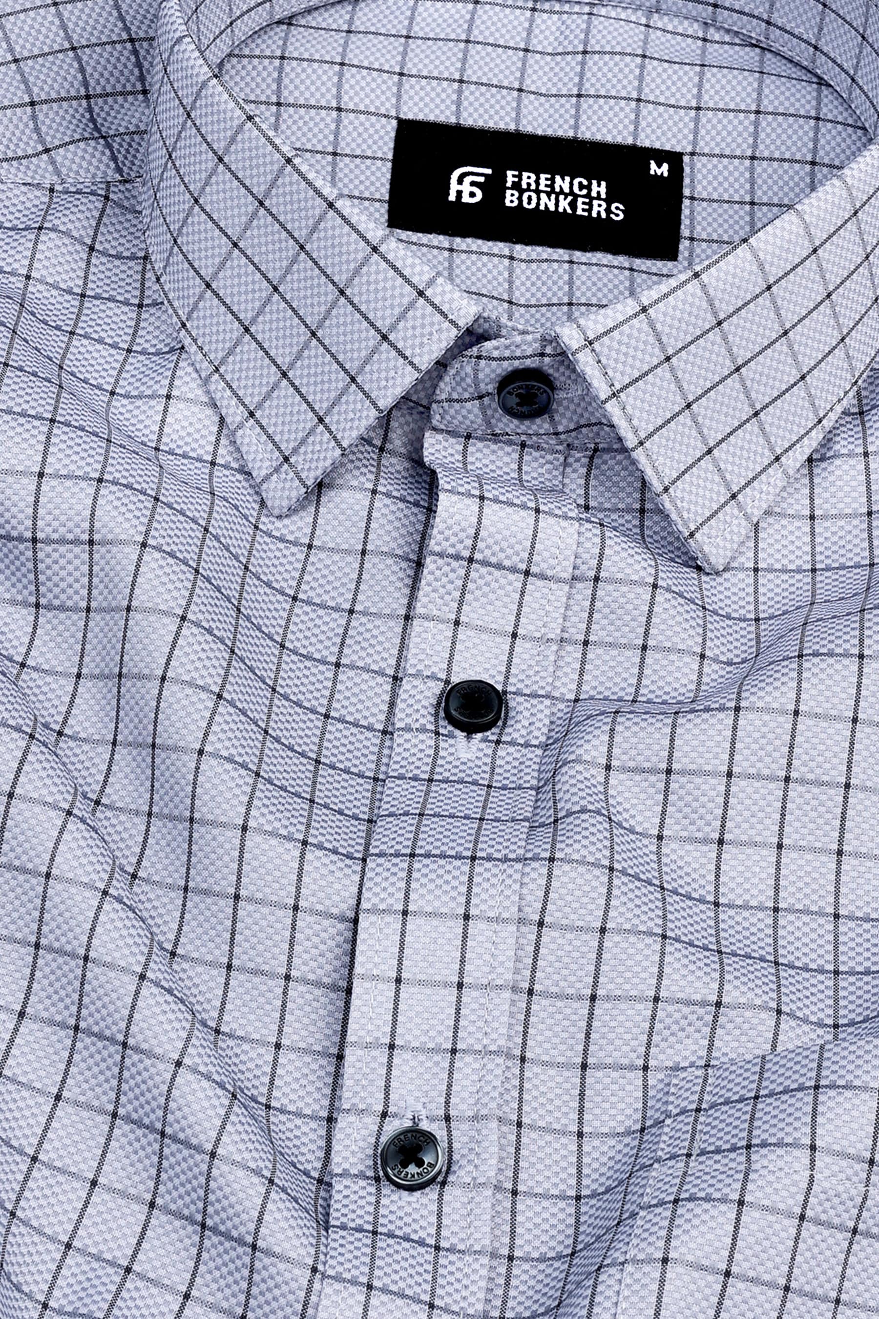 Charcoal grey with dark grey line check shirt