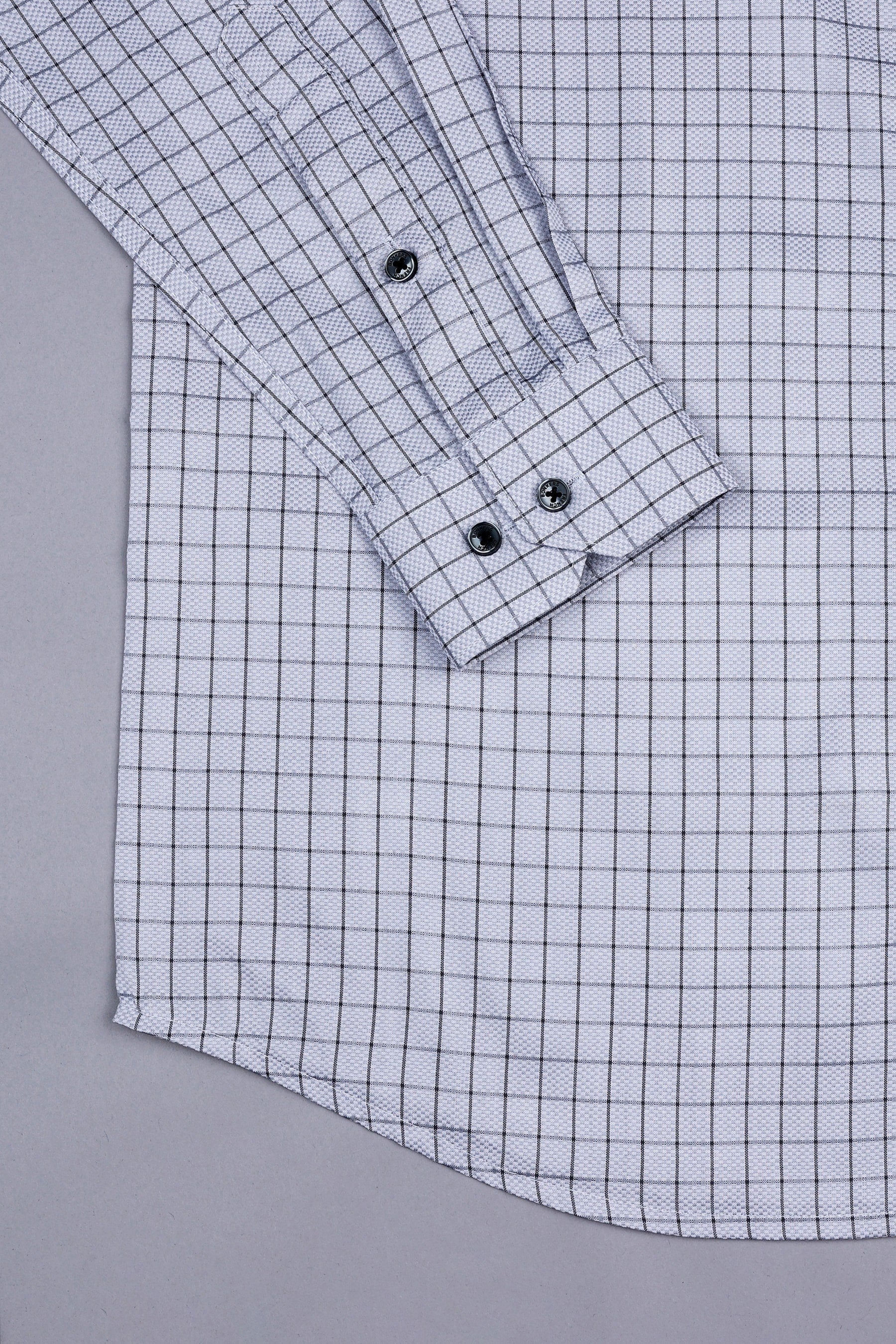 Charcoal grey with dark grey line check shirt