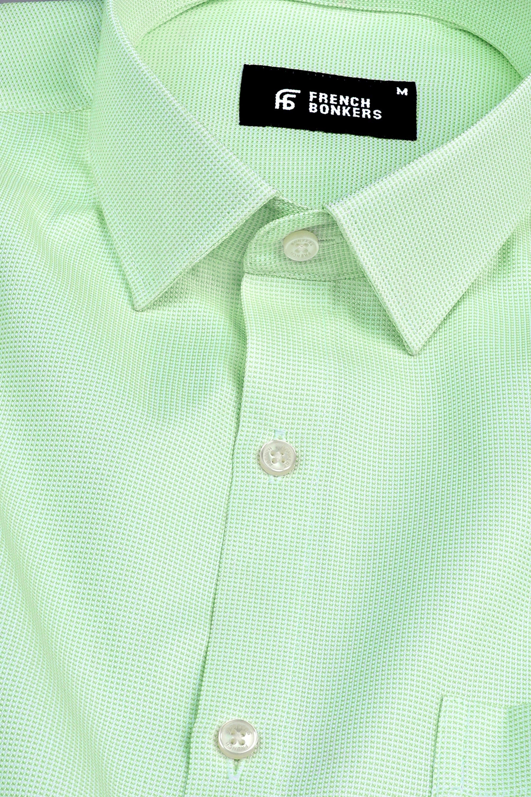 Pistachio green dobby texture shirt