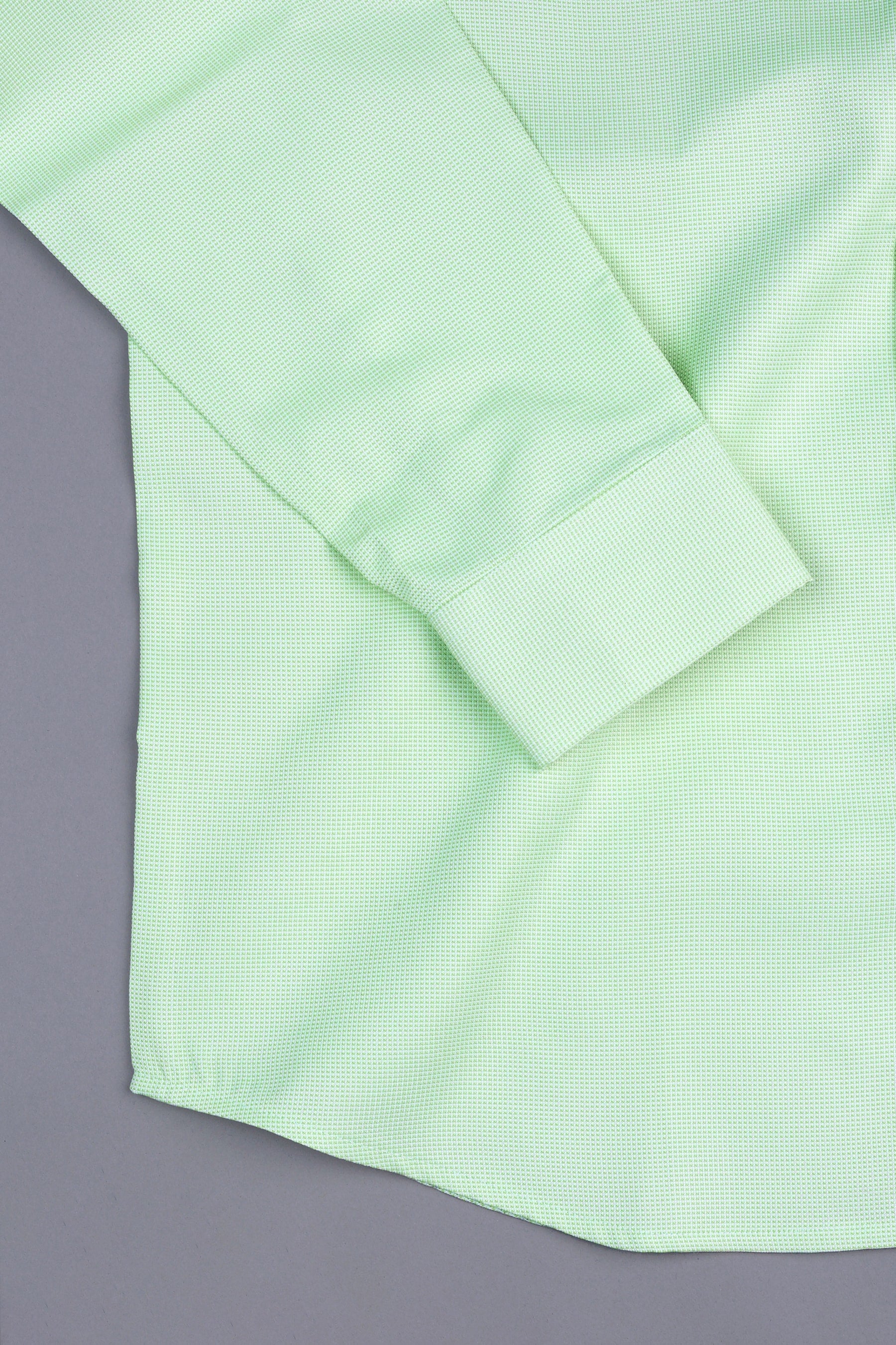 Pistachio green dobby texture shirt