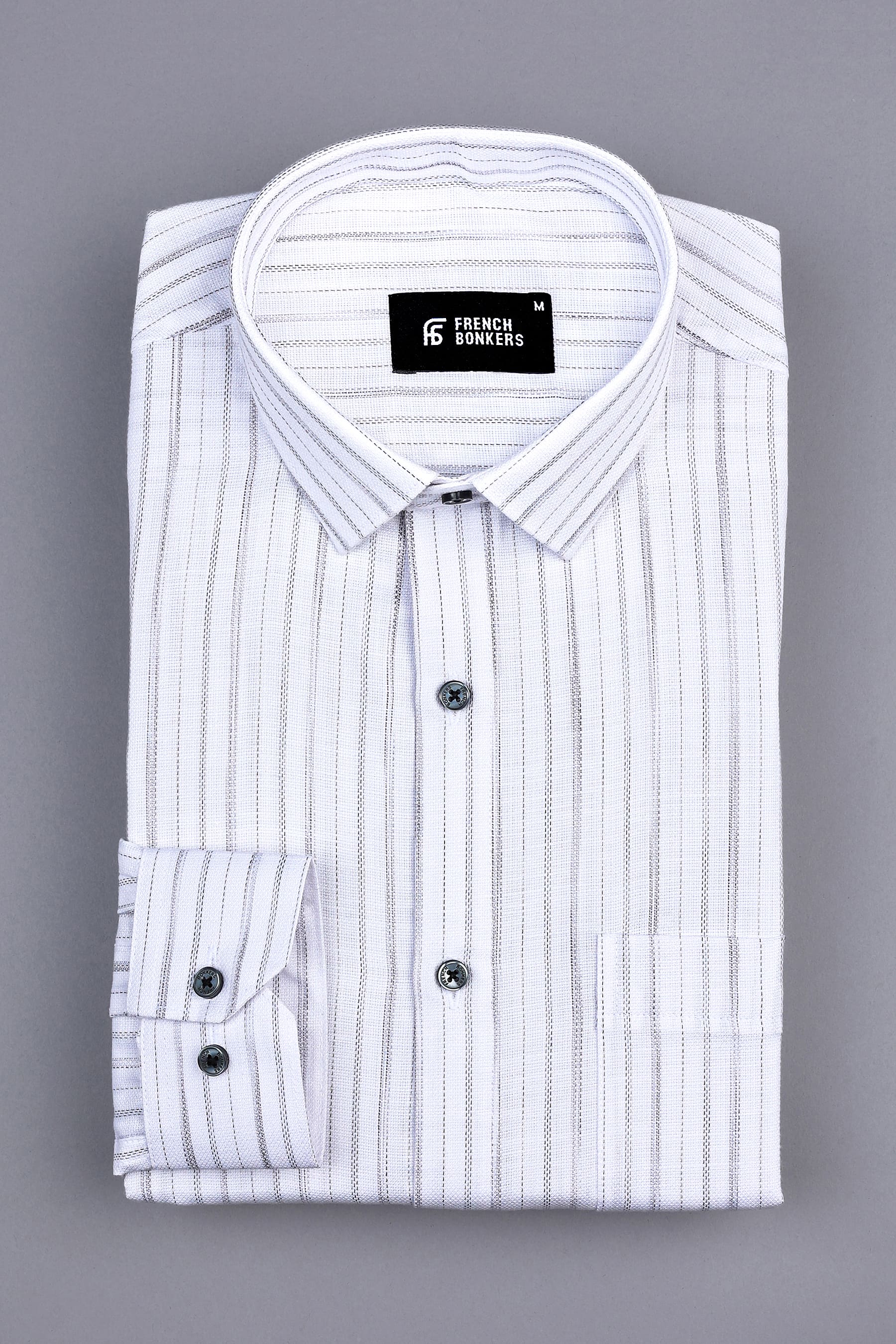 Rich white with grey lines arglye stripe shirt