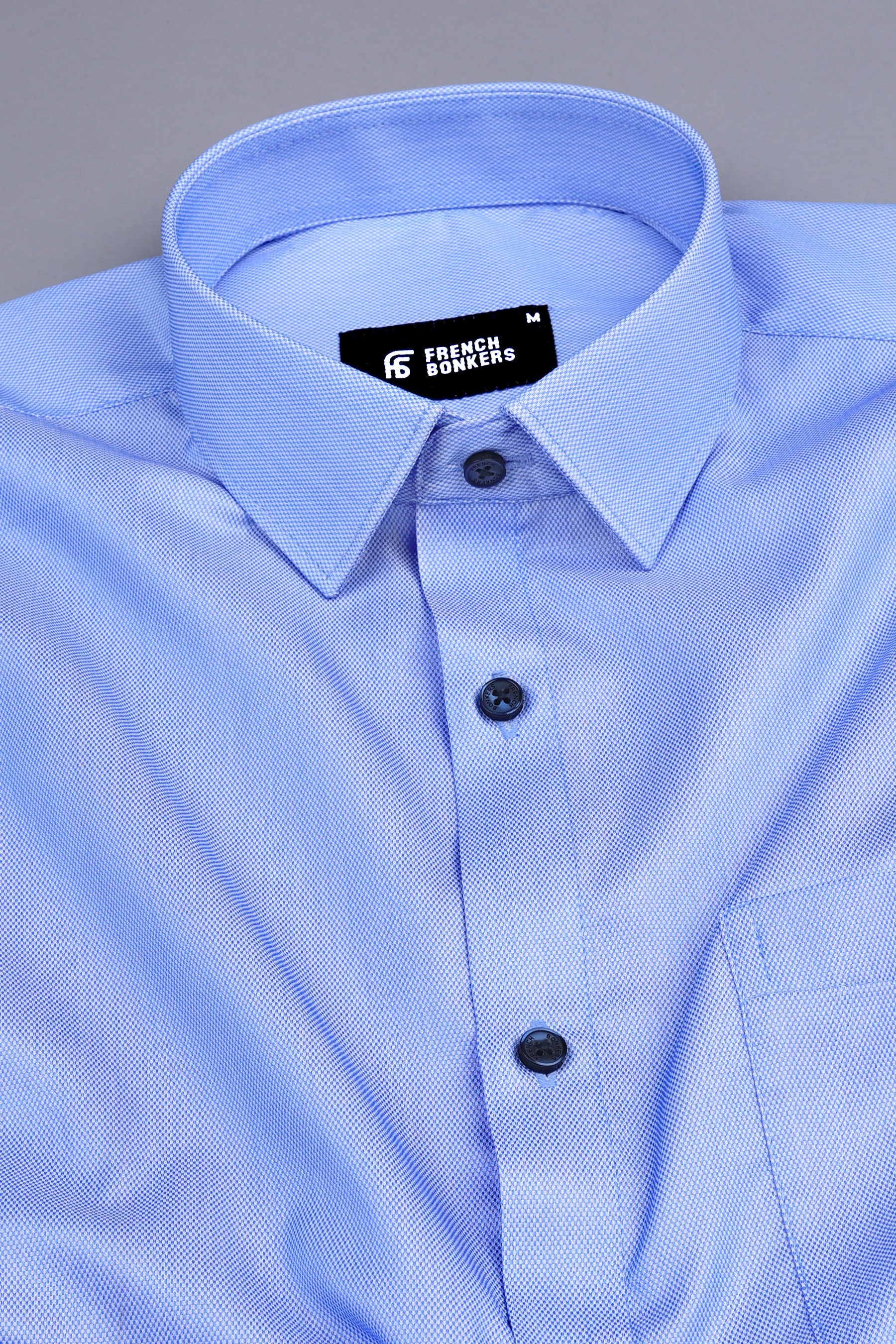 Neon blue dobby texture shirt