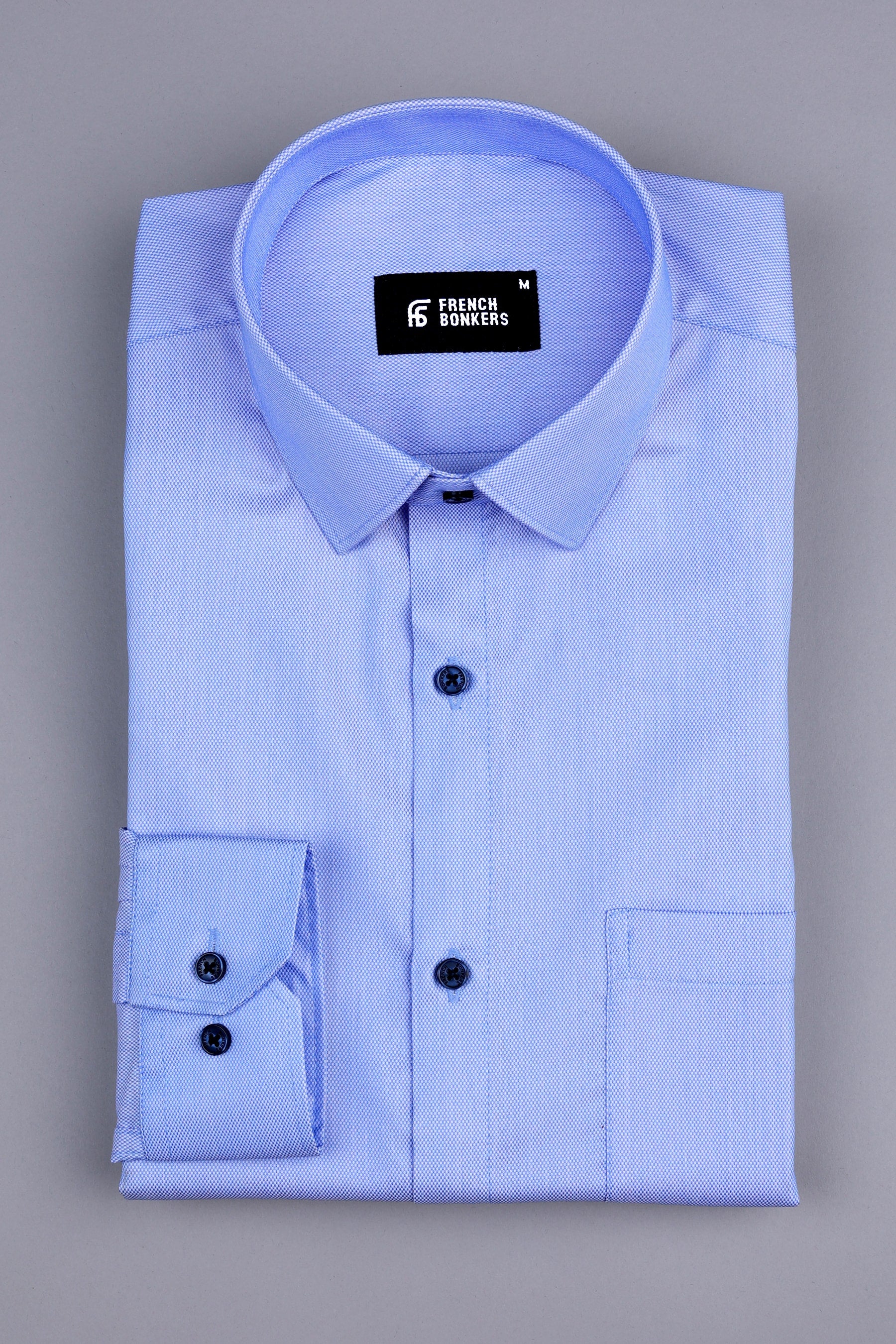 Neon blue dobby texture shirt