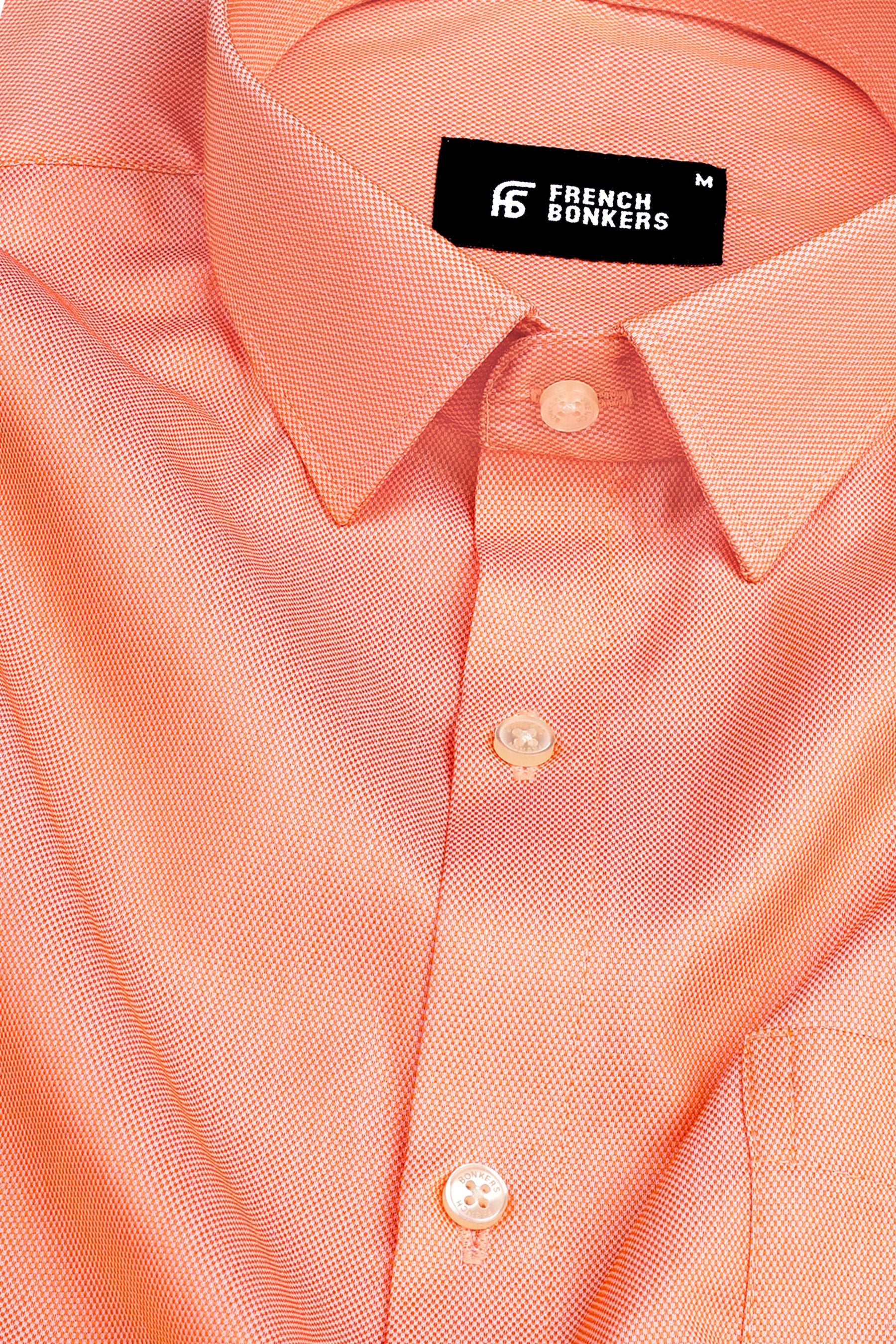 Salmon orange dobby texture shirt