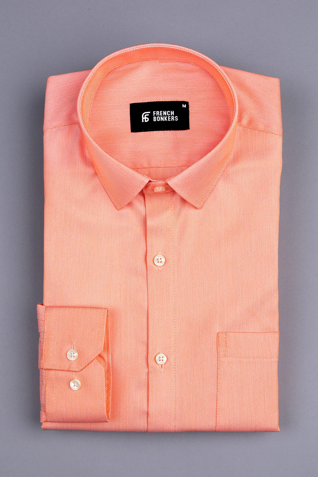Salmon orange dobby texture shirt Salmon orange dobby texture shirt