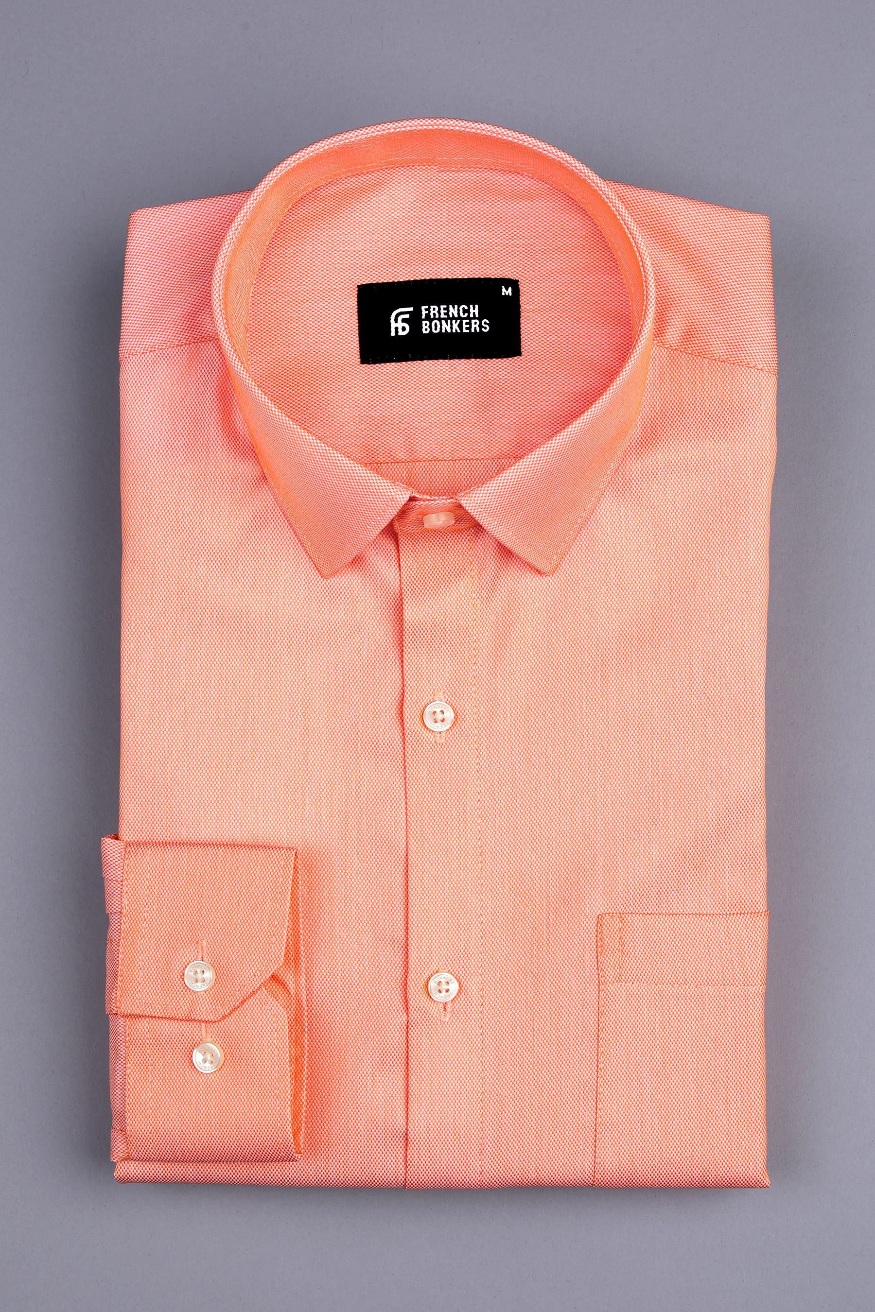 Salmon orange dobby texture shirt
