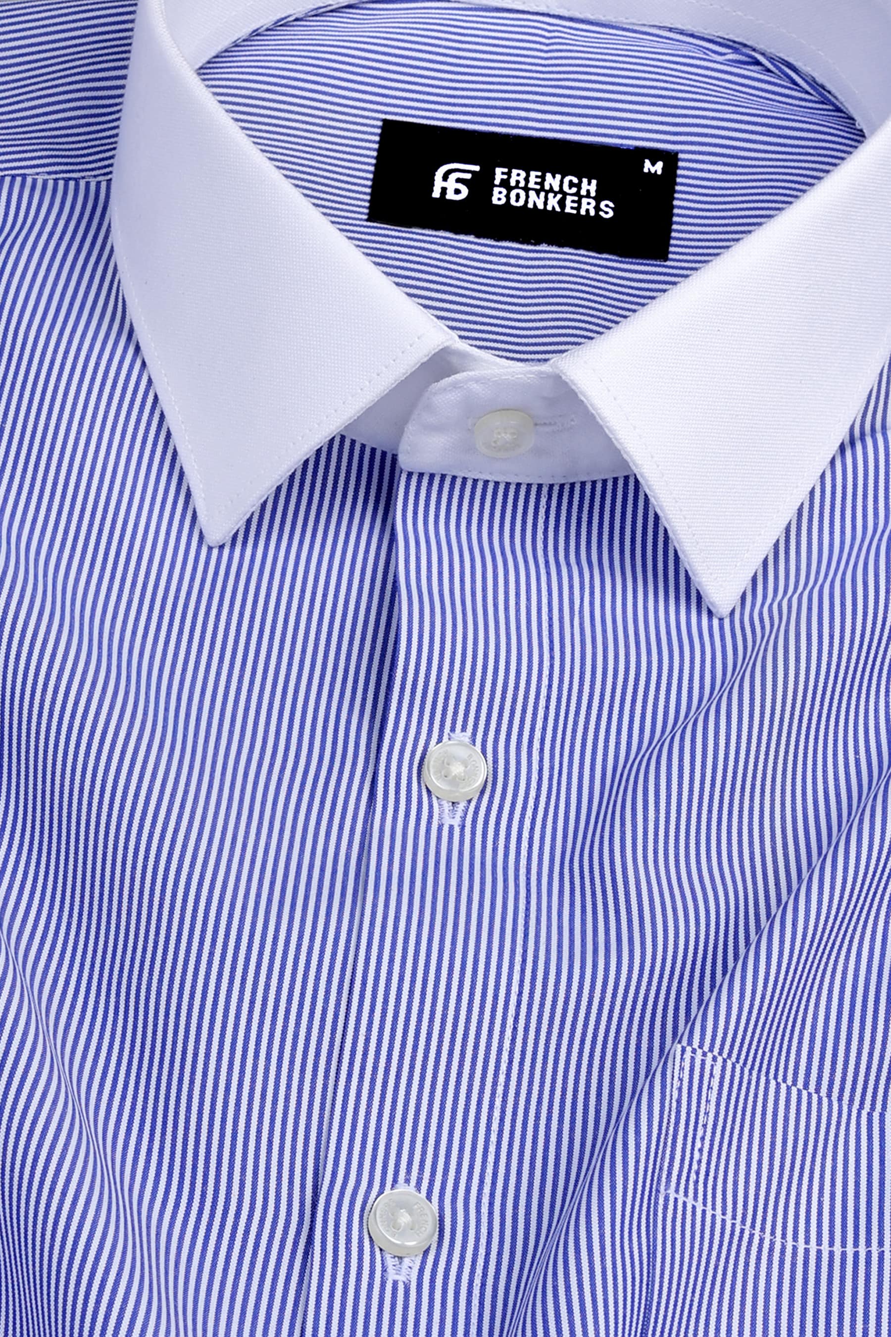 White with blue lines seamless stripe shirt