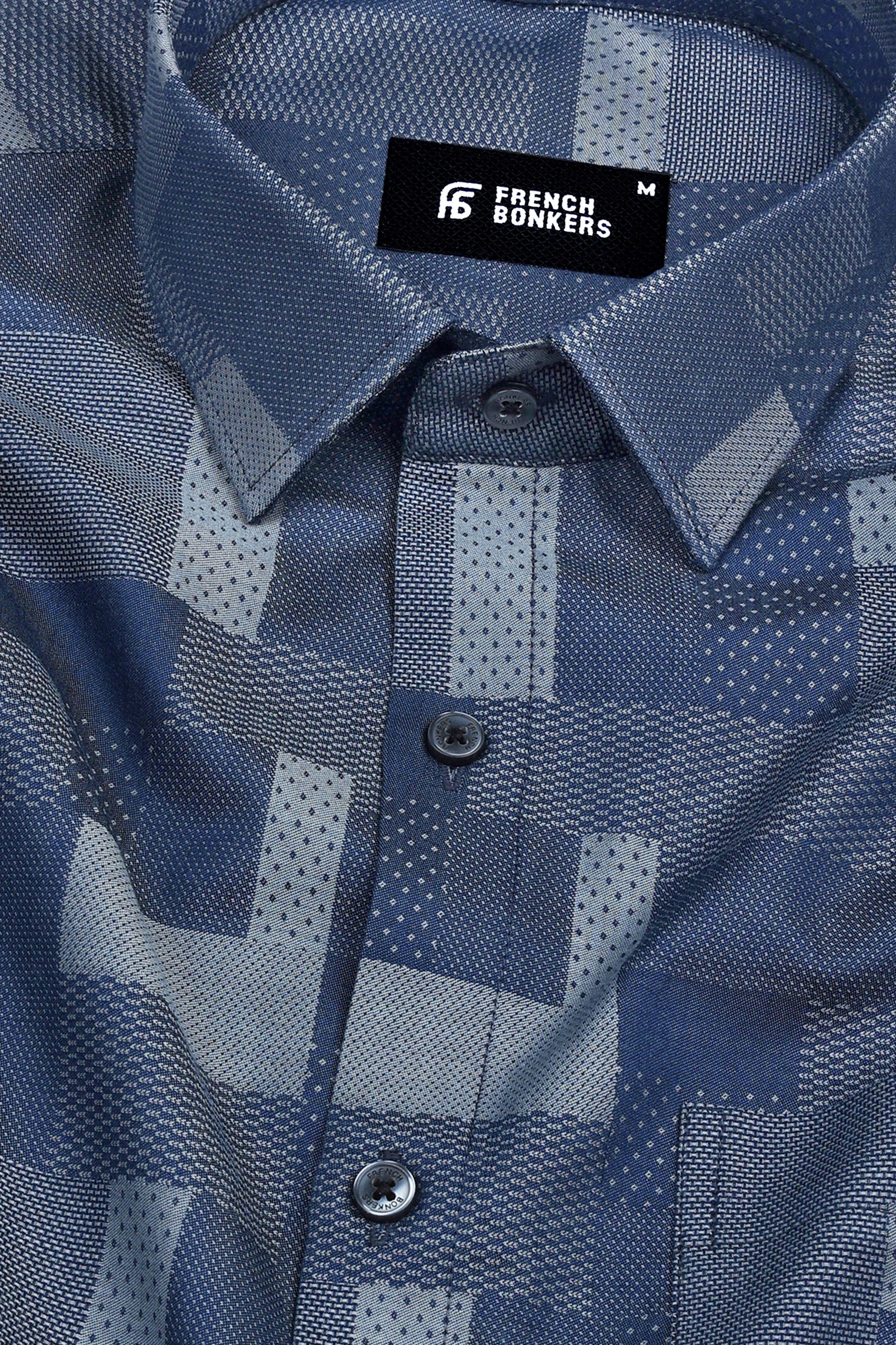 Lava and slate grey jacquard printed shirt